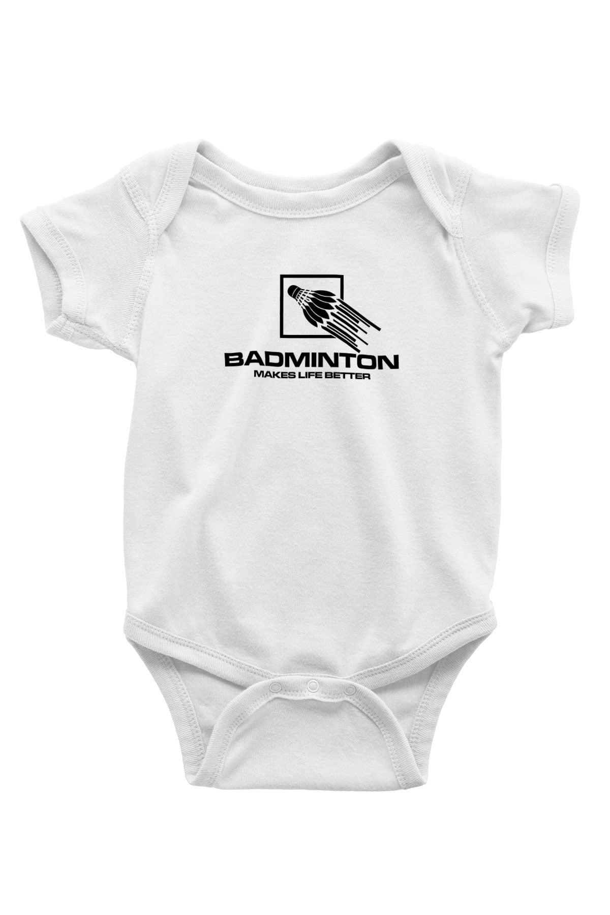 Badminton Baskılı Beyaz Bebek Body - Zıbın