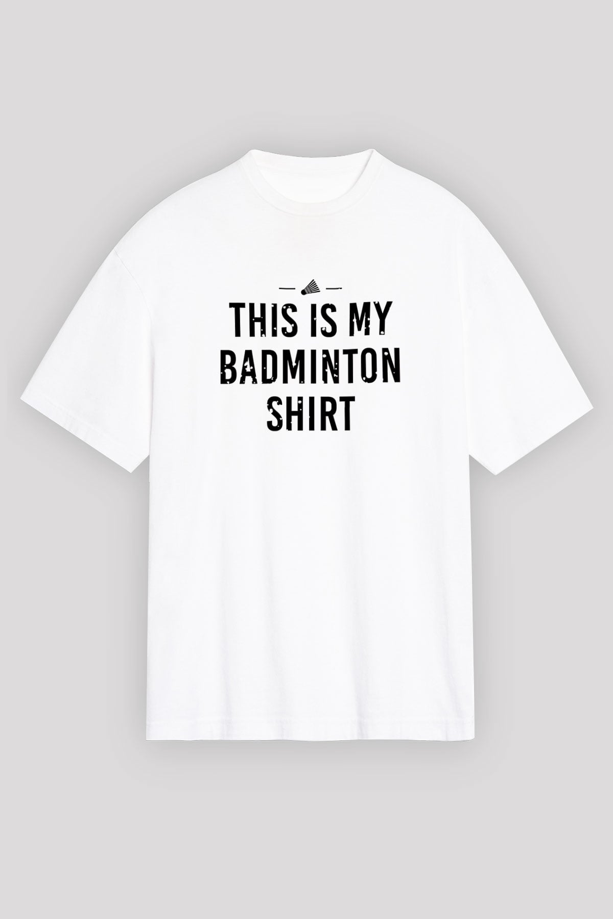 Badminton Baskılı Unisex Beyaz Oversize Tişört - Tshirt