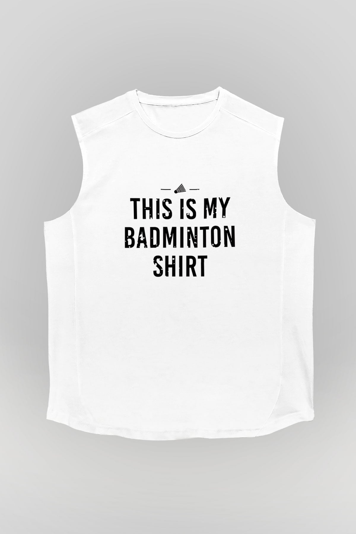 Badminton Baskılı Unisex Kolsuz Beyaz Tişört
