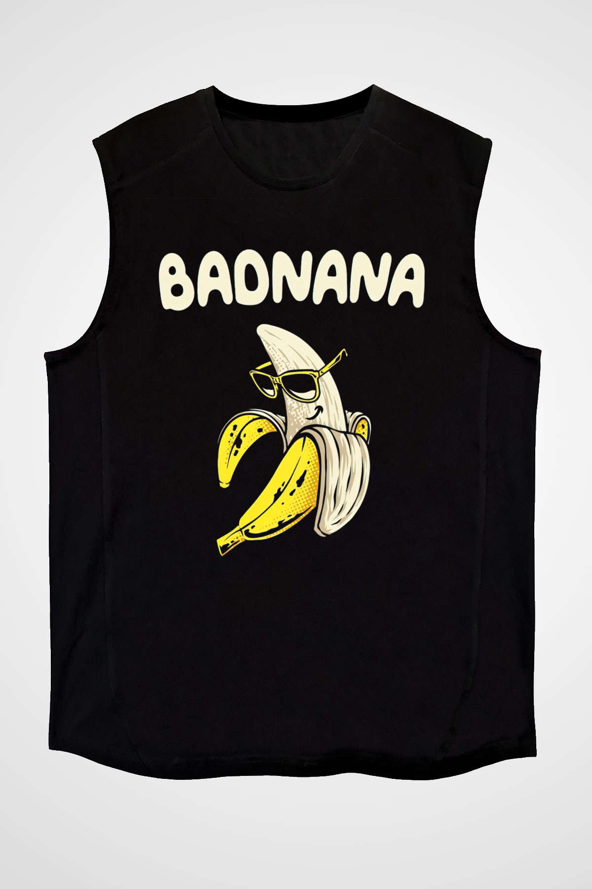 Badnana Muz Baskılı Unisex Siyah  Kolsuz Tişört