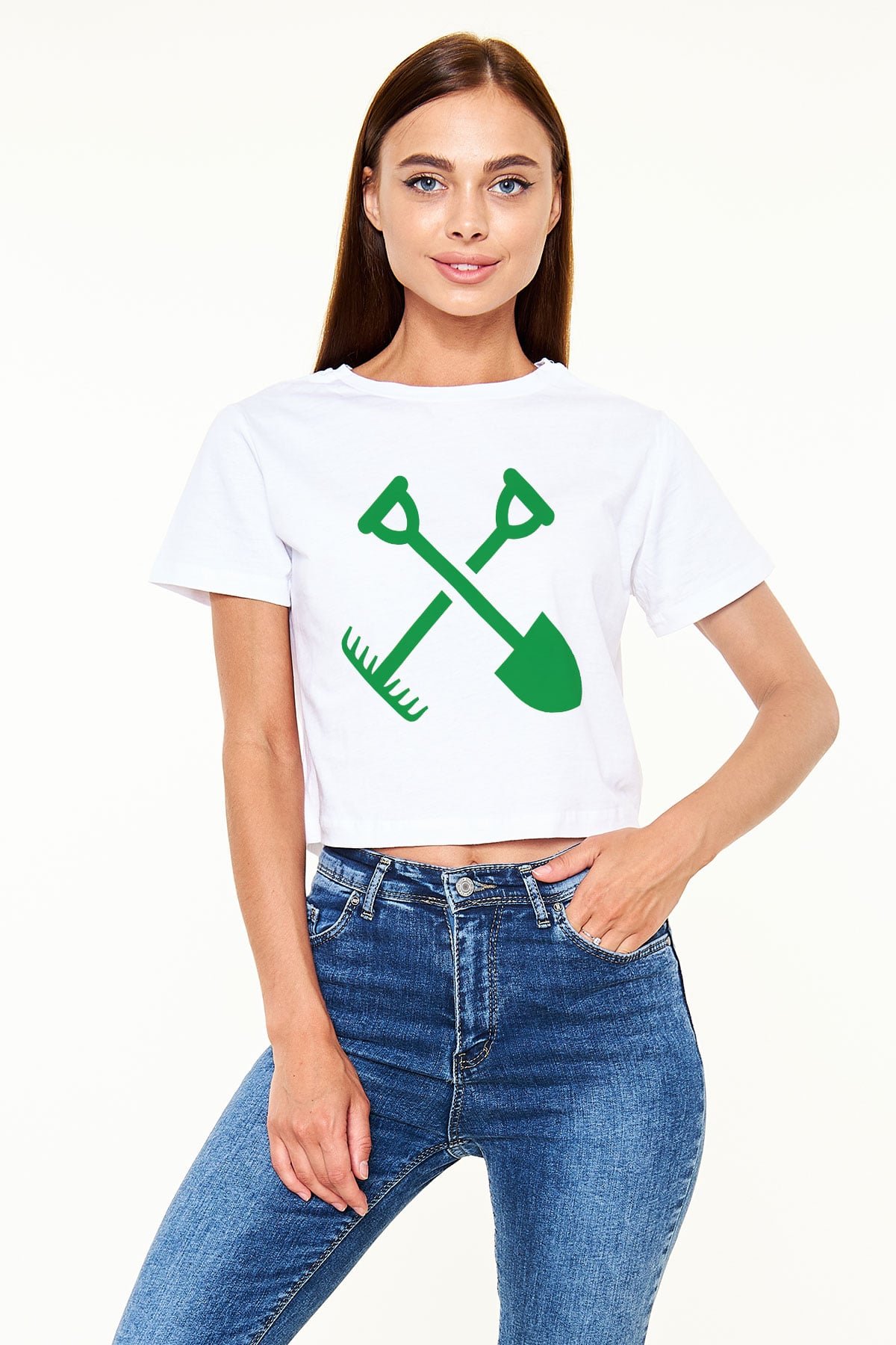 Bahçıvan Beyaz Croptop Tişört