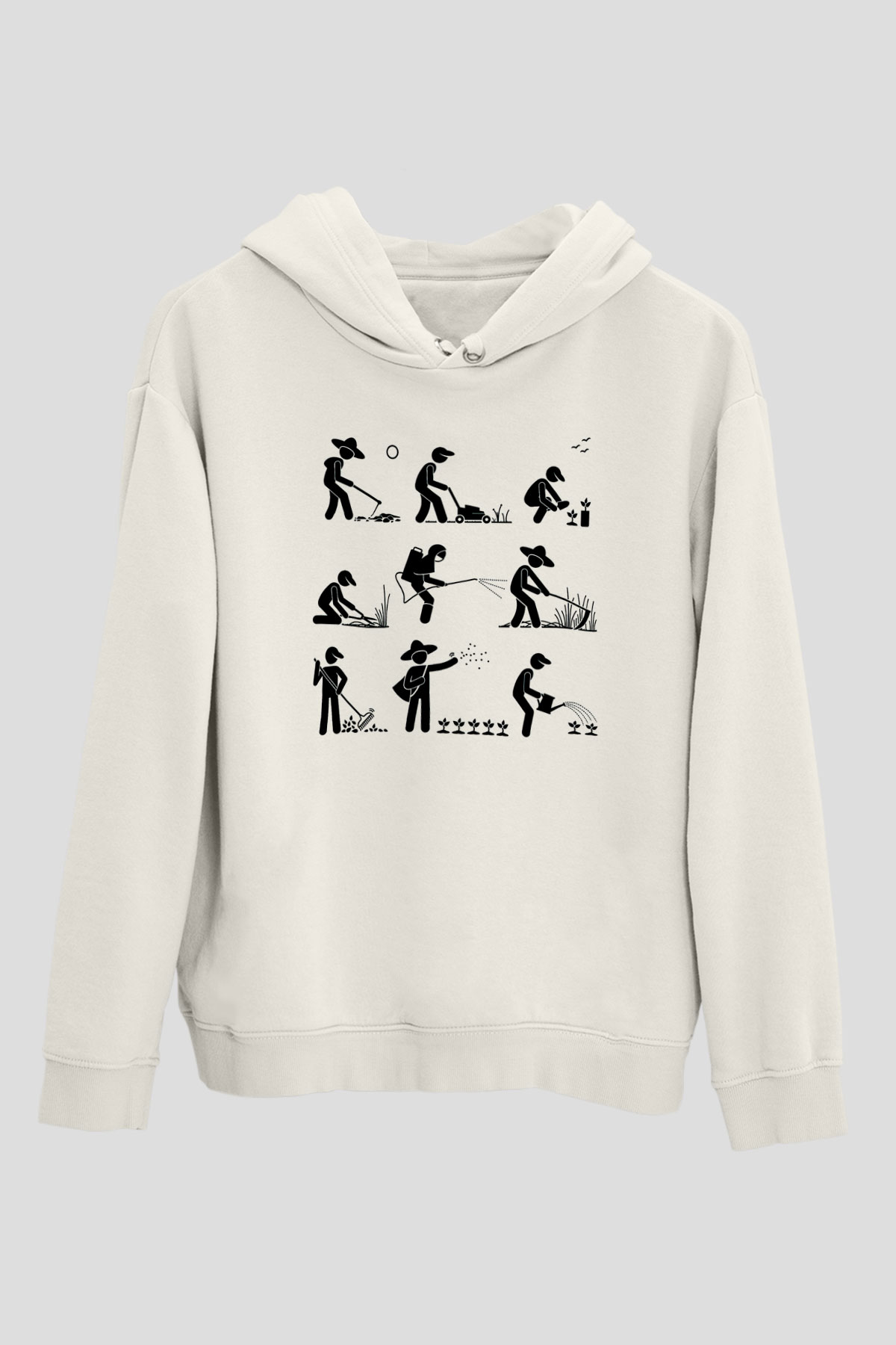 Bahçıvan Beyaz Unisex Hoodie