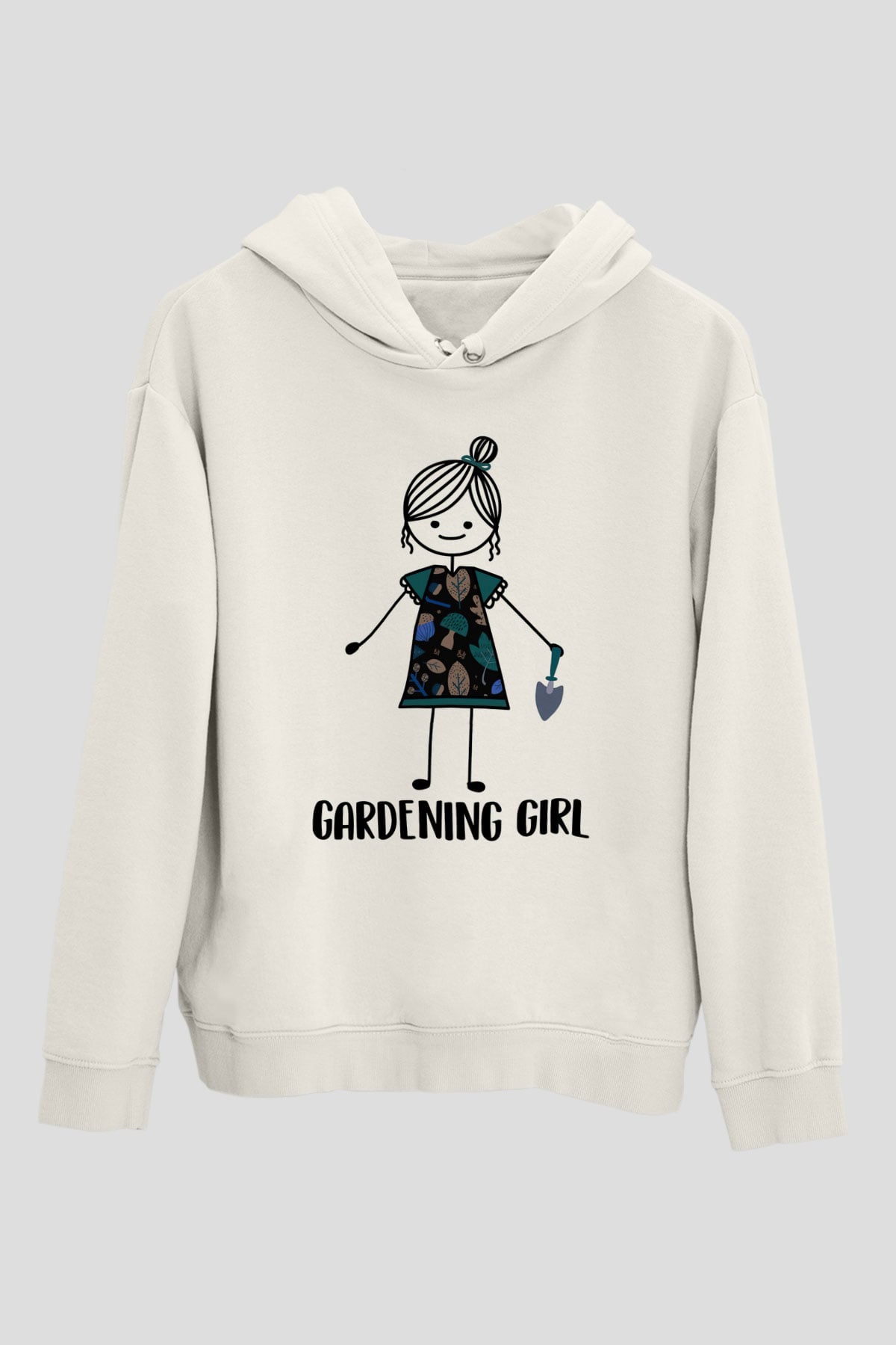 Bahçıvan Beyaz Unisex Kapüşonlu Sweatshirt