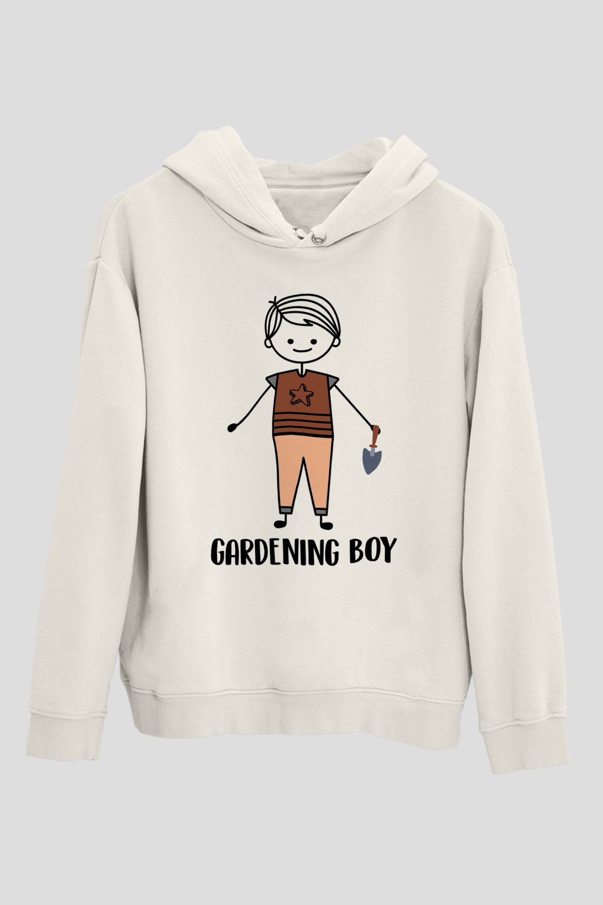 Bahçıvan Beyaz Unisex Kapüşonlu Sweatshirt