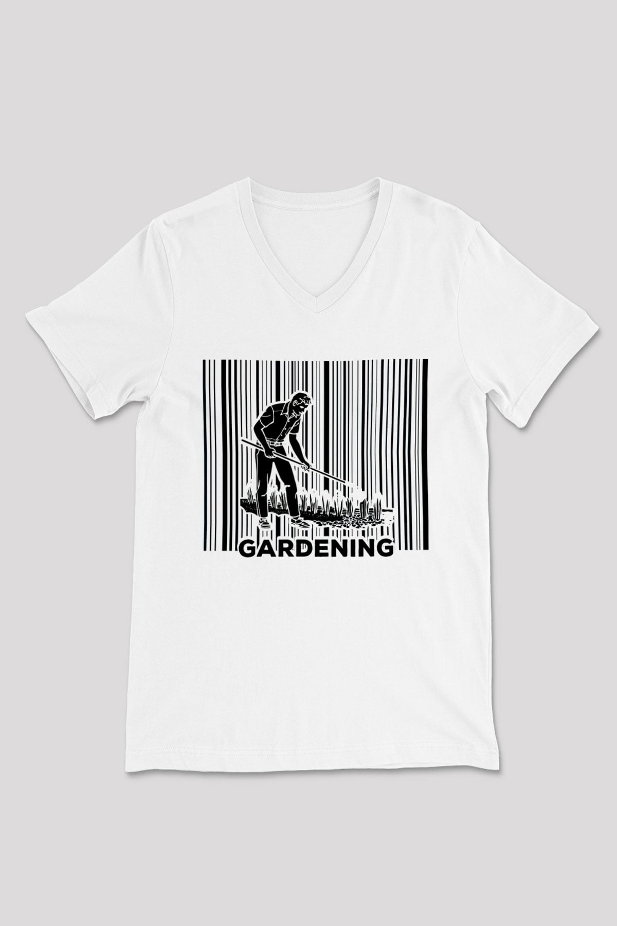 Bahçıvan Beyaz Unisex V Yaka Tişört