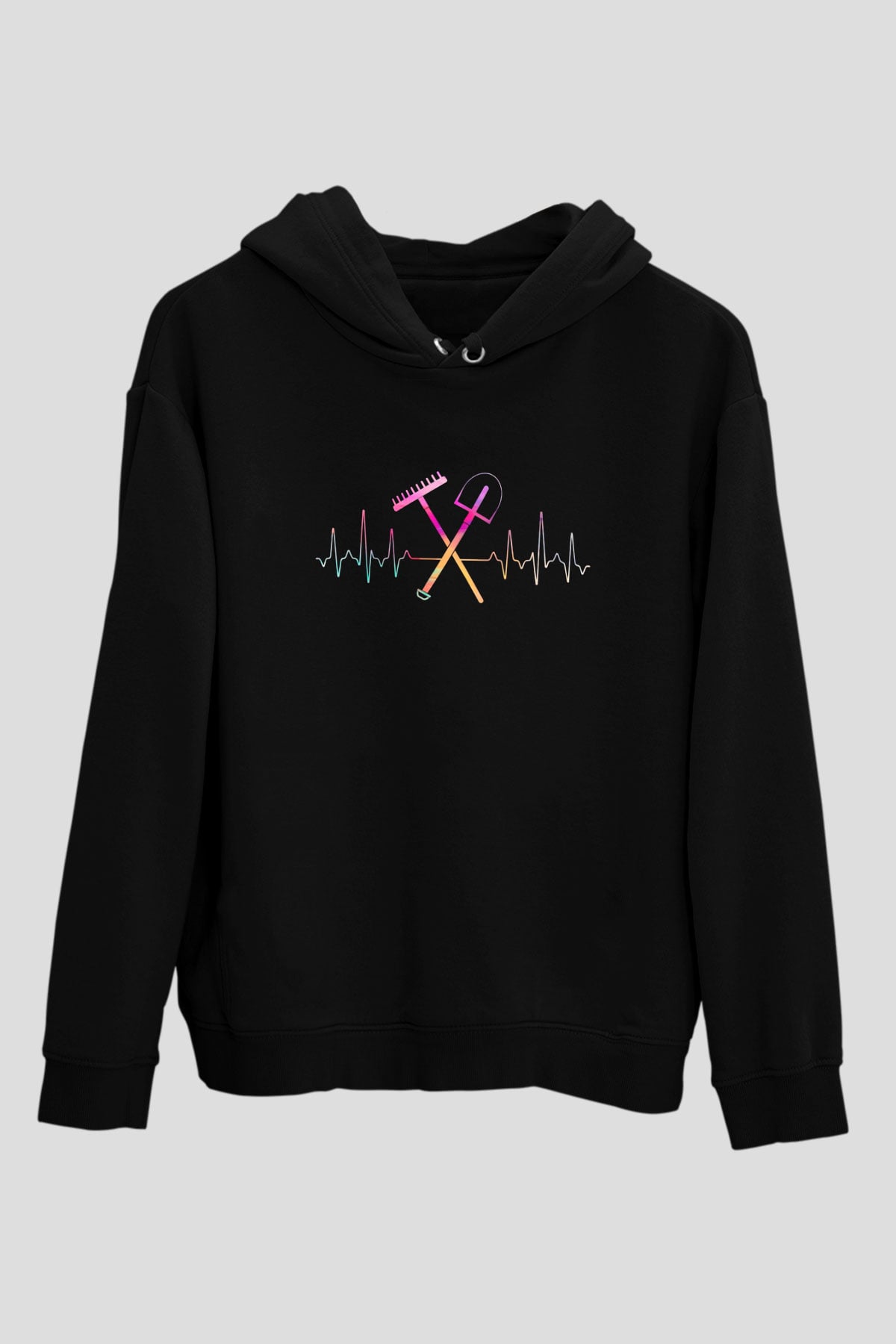 Bahçıvan Siyah Unisex Kapüşonlu Sweatshirt
