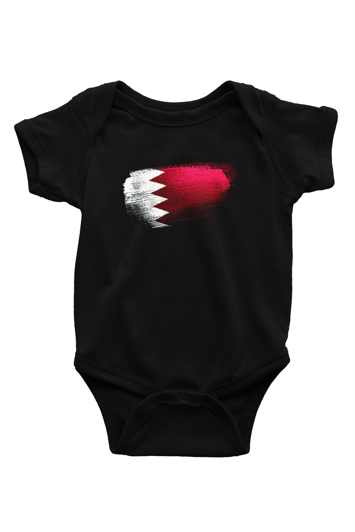Bahreyn - Bahrain Bayrağı Baskılı Unisex Siyah Bebek Body - Zıbın