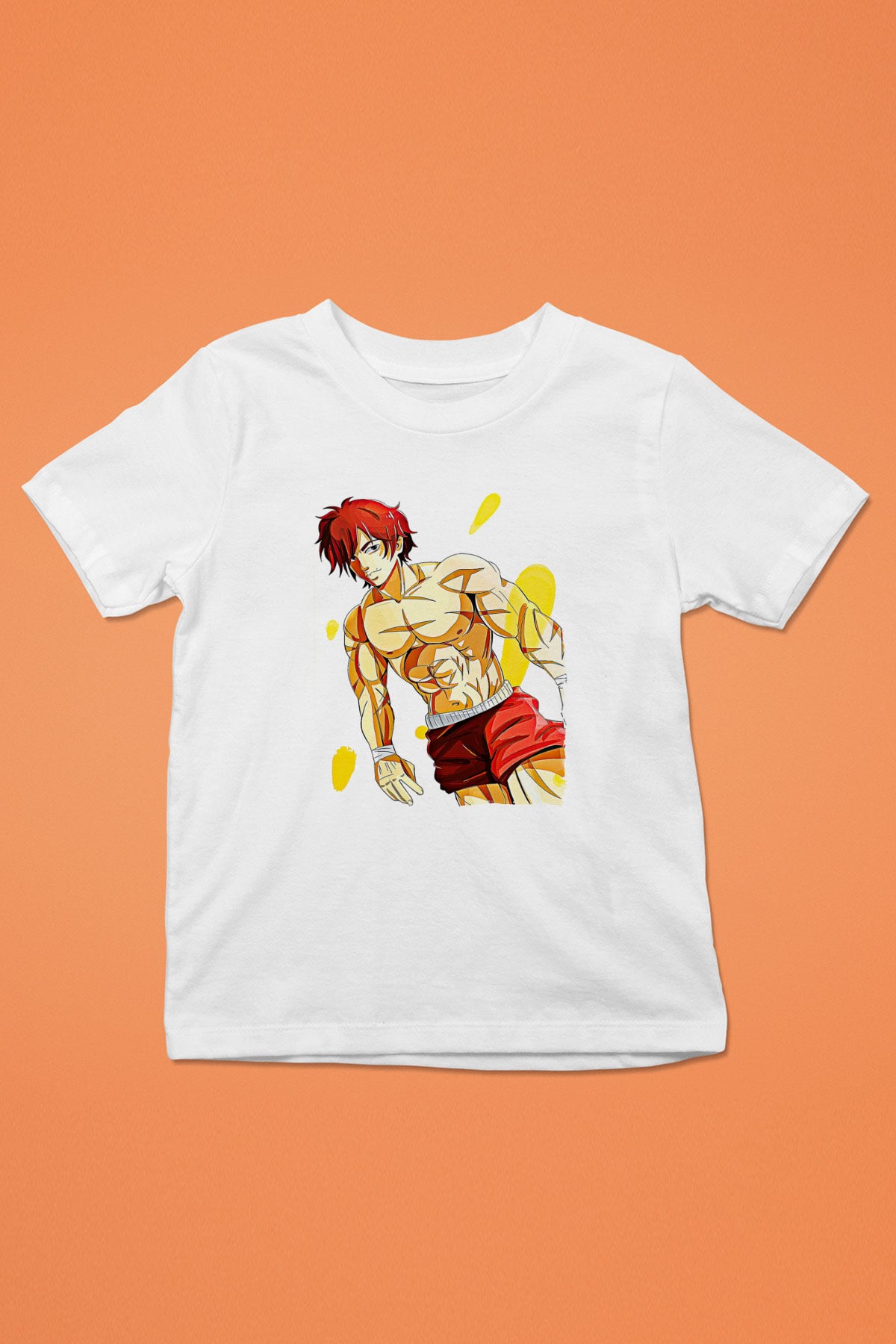 Baki The Grappler Baskılı Beyaz Unisex Beyaz Çocuk Tişört - Tshirt
