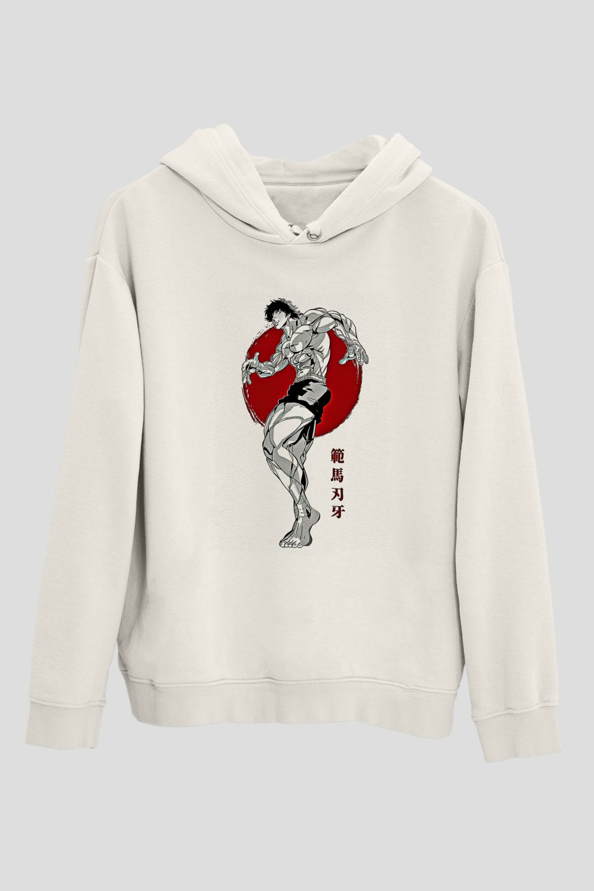Baki The Grappler Baskılı Beyaz Unisex Hoodie