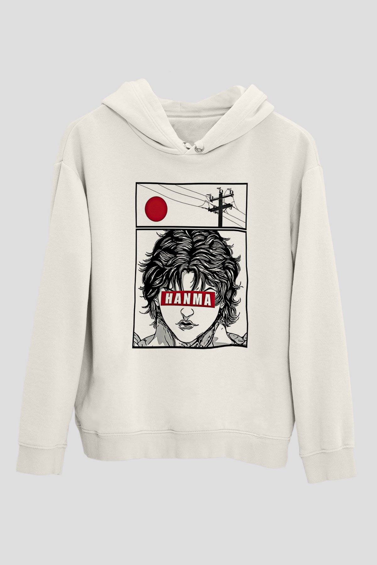 Baki The Grappler Baskılı Beyaz Unisex Hoodie