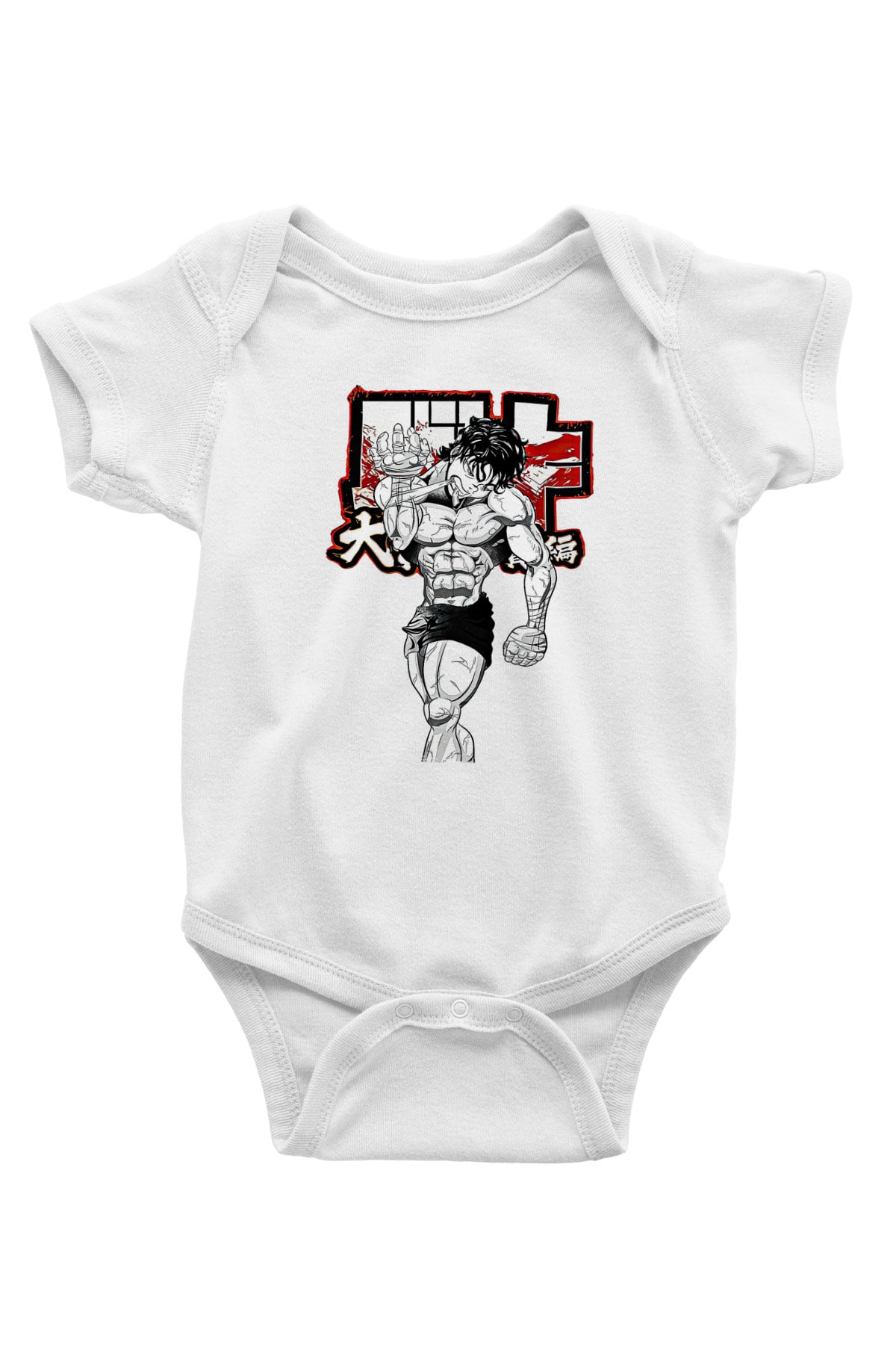 Baki The Grappler Baskılı Beyaz Unisex Bebek Body - Zıbın