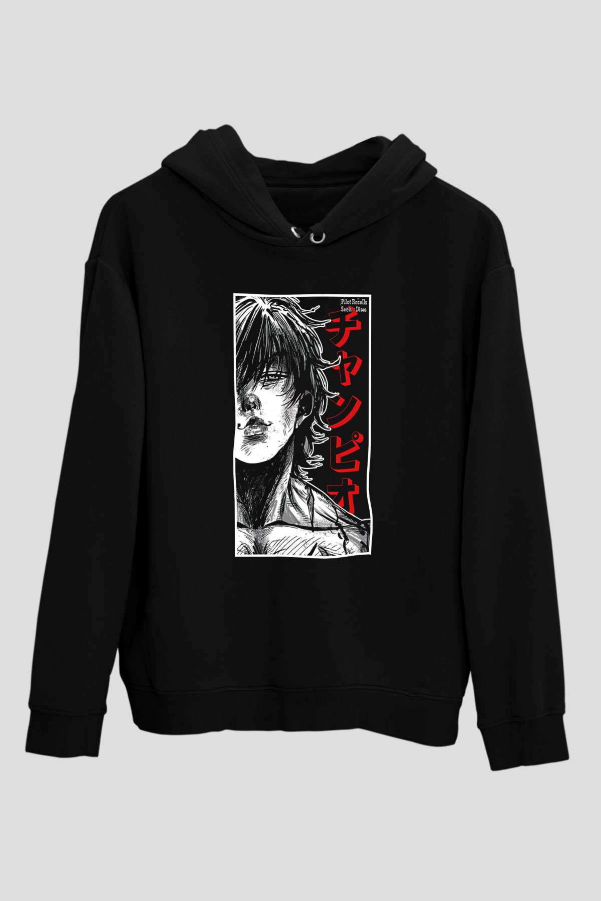 Baki The Grappler Baskılı Unisex Siyah Hoodie