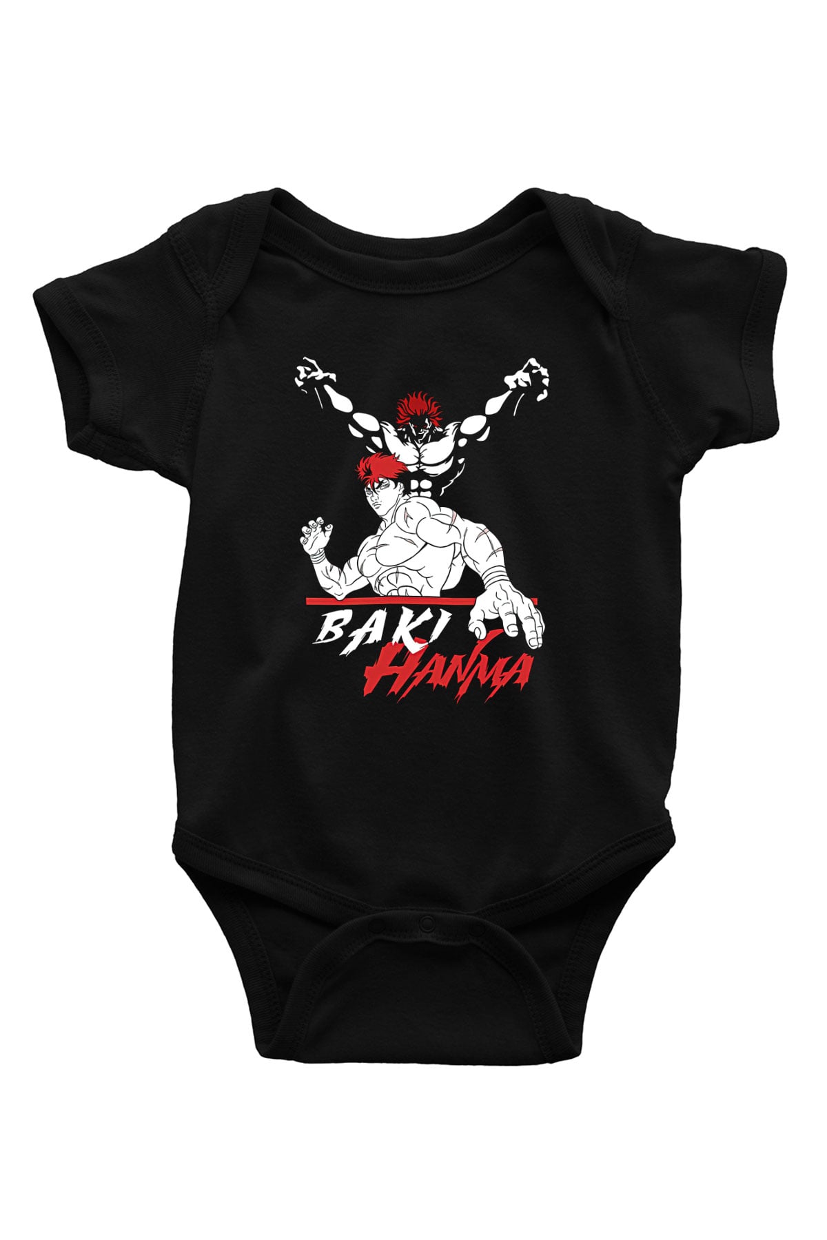 Baki The Grappler Baskılı Unisex Siyah Bebek Body - Zıbın