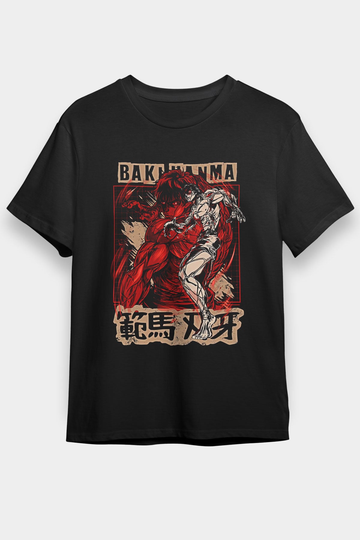 Baki The Grappler Baskılı Unisex Siyah Tişört - Tshirt