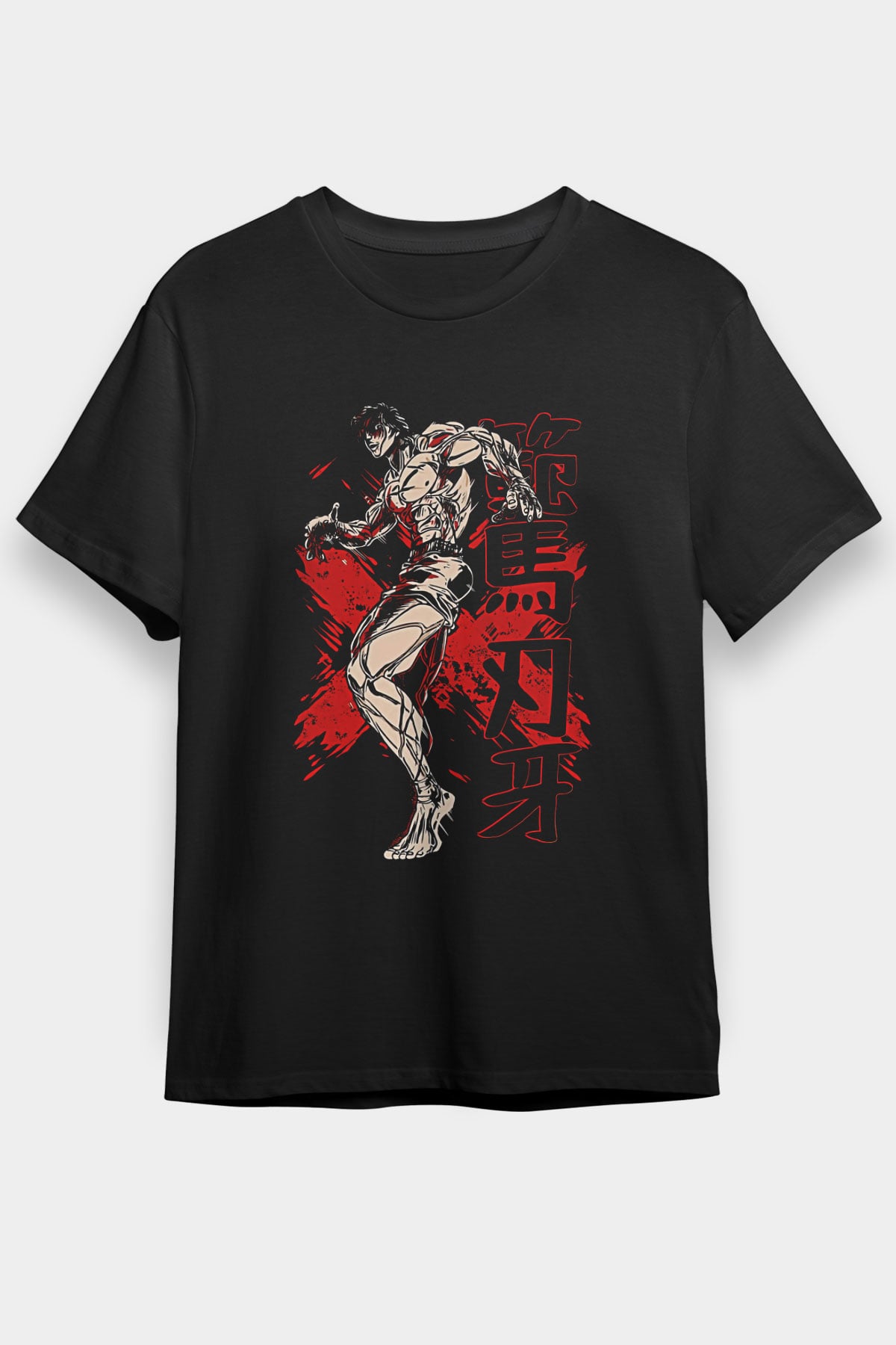 Baki The Grappler Baskılı Unisex Siyah Tişört - Tshirt