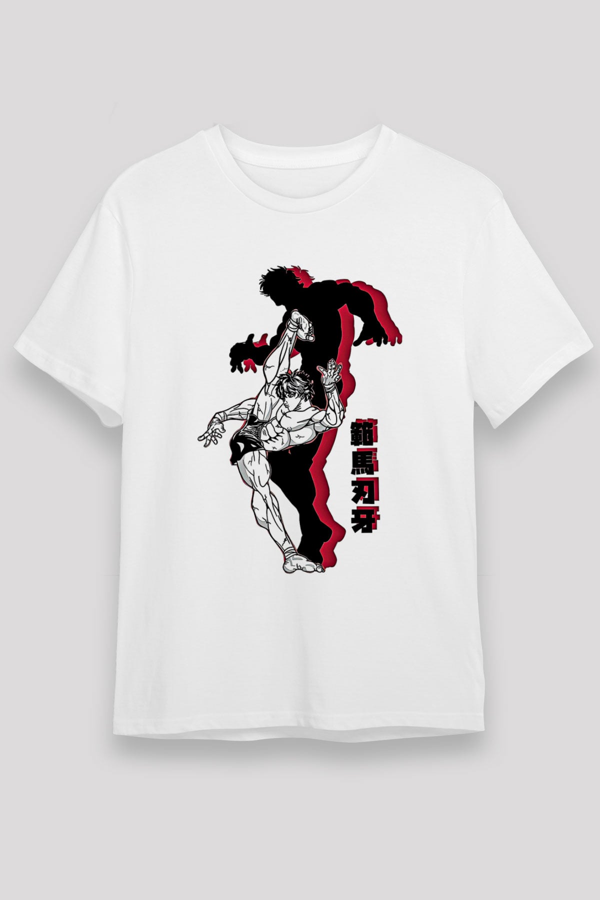 Baki The Grappler Unisex Baskılı Beyaz Tişört - Tshirt