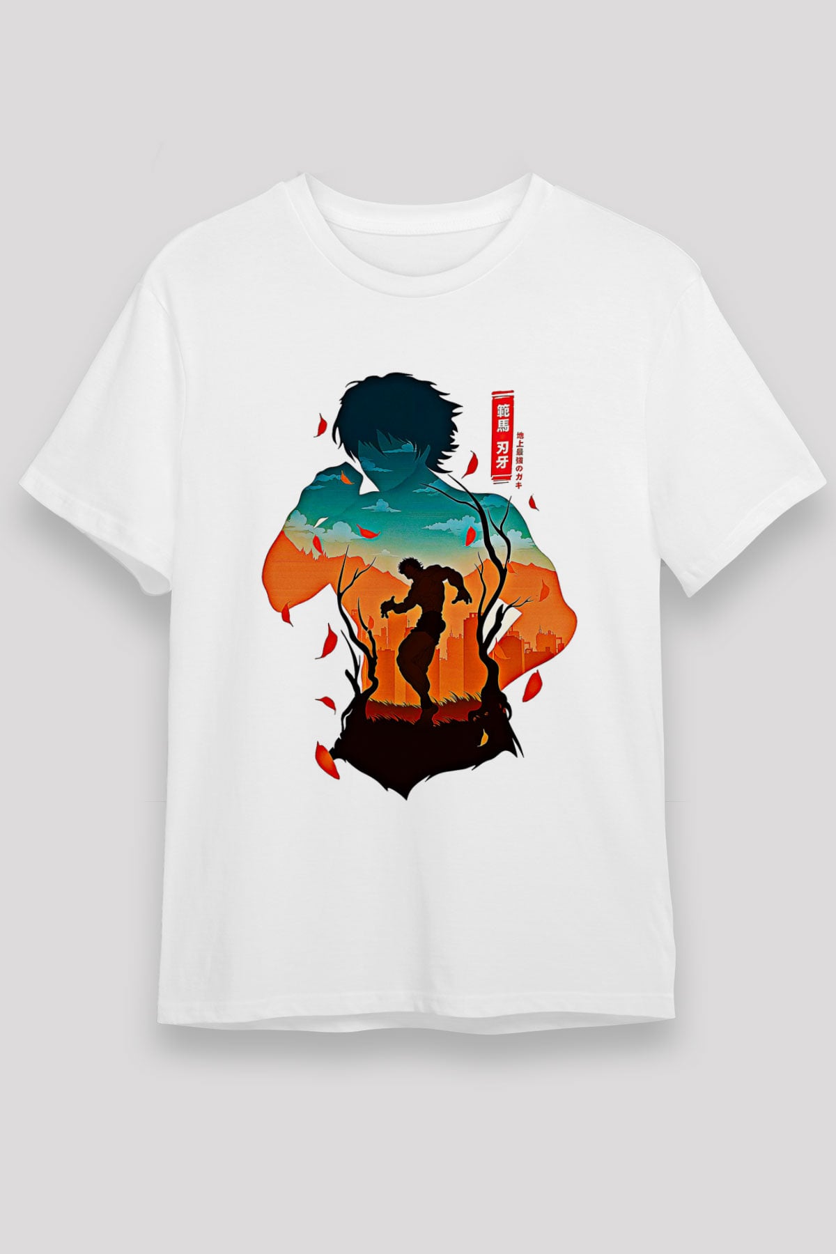 Baki The Grappler Unisex Baskılı Beyaz Tişört - Tshirt