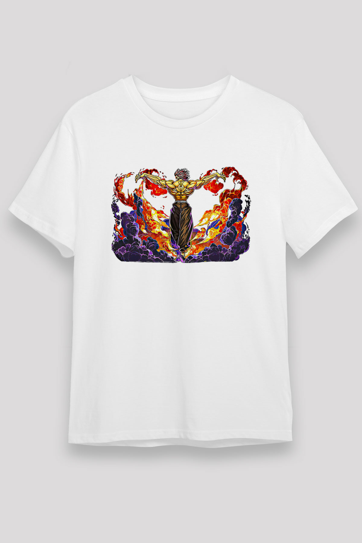 Baki The Grappler Unisex Baskılı Beyaz Tişört - Tshirt