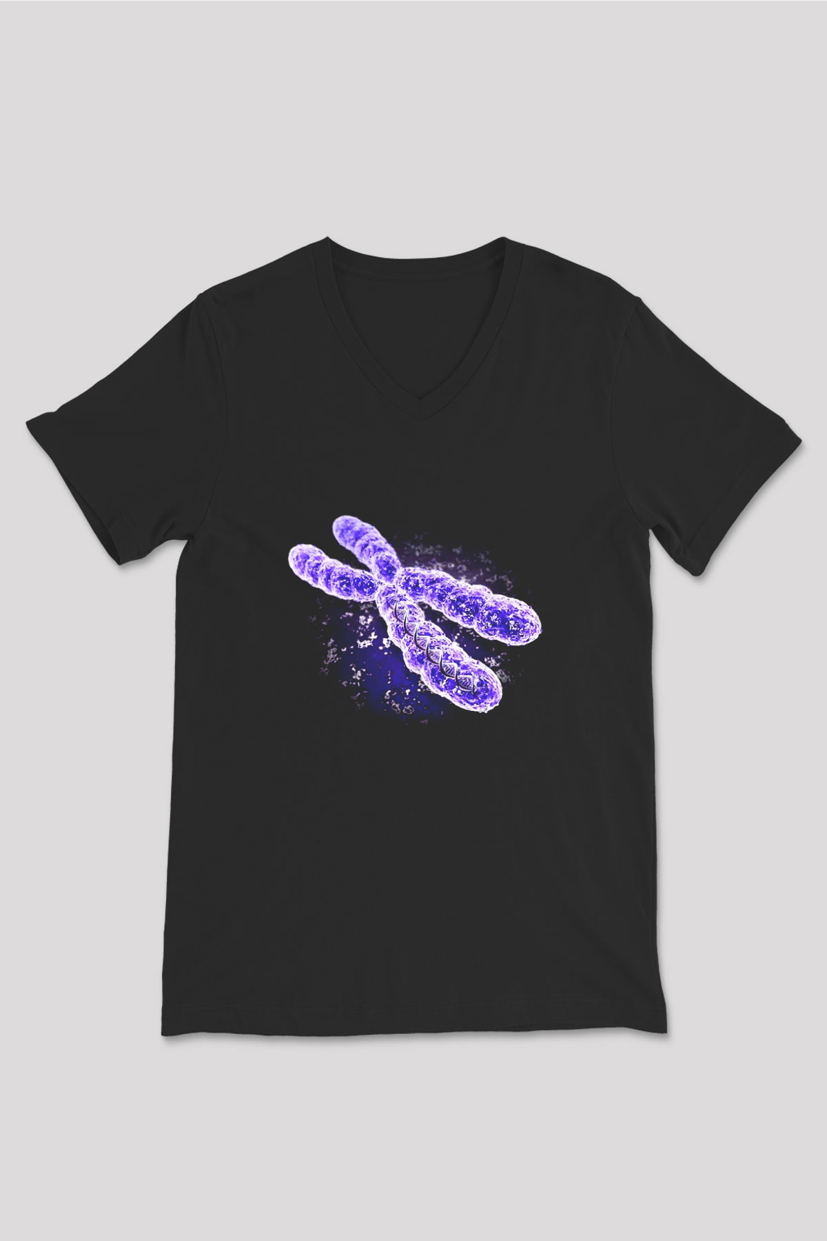Bakteriyolog Siyah Unisex V Yaka Tişört T-Shirt
