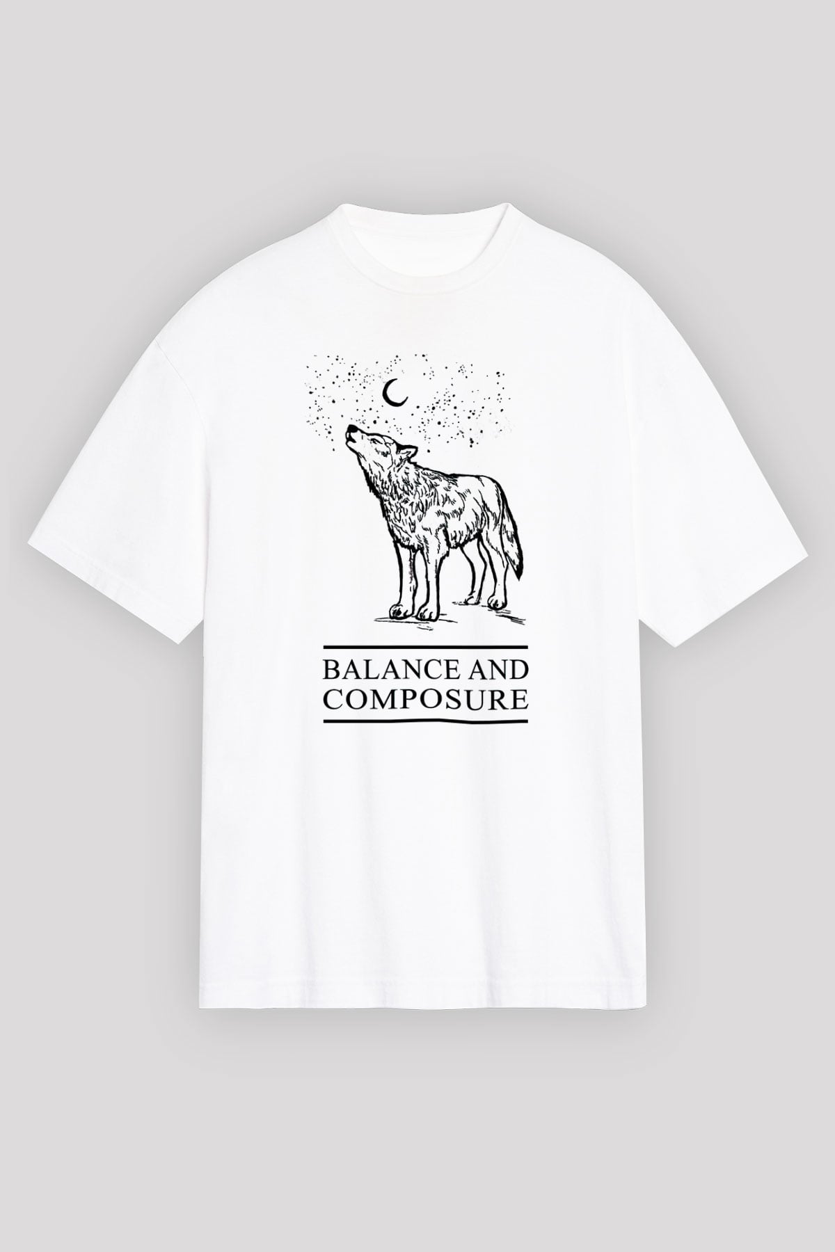 Balance and Composure Beyaz Unisex Oversize Tişört T-Shirt