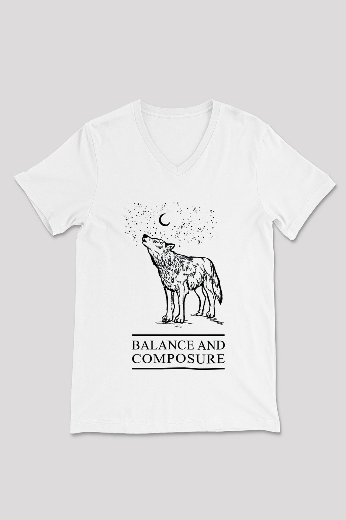 Balance and Composure Beyaz Unisex V Yaka Tişört T-Shirt