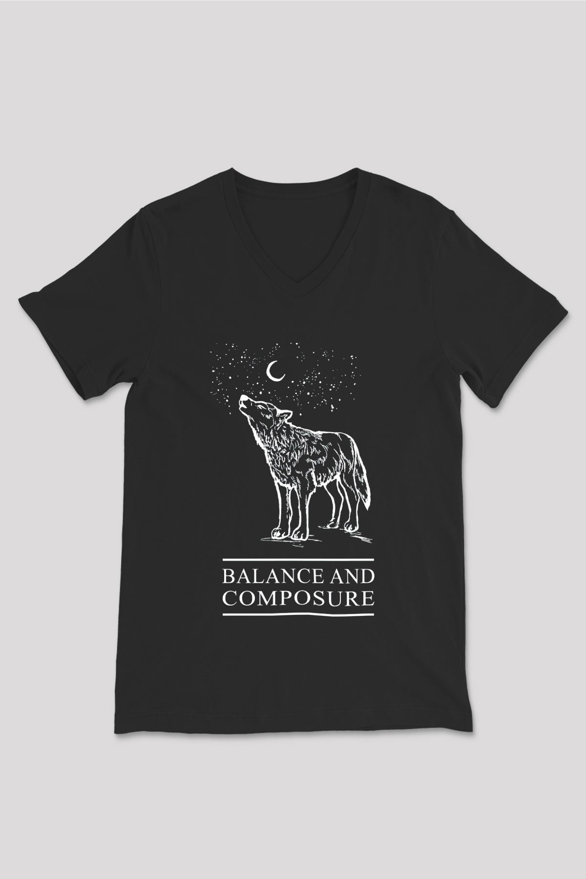 Balance and Composure Siyah Unisex V Yaka Tişört T-Shirt