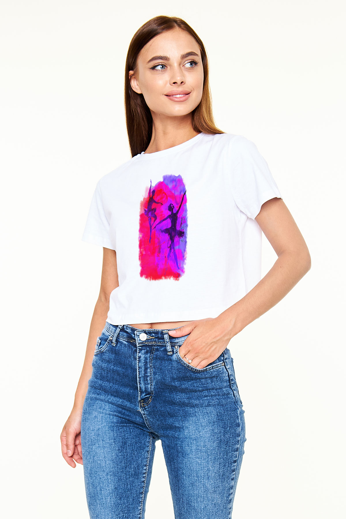 Bale Beyaz  Crop Top Tişört
