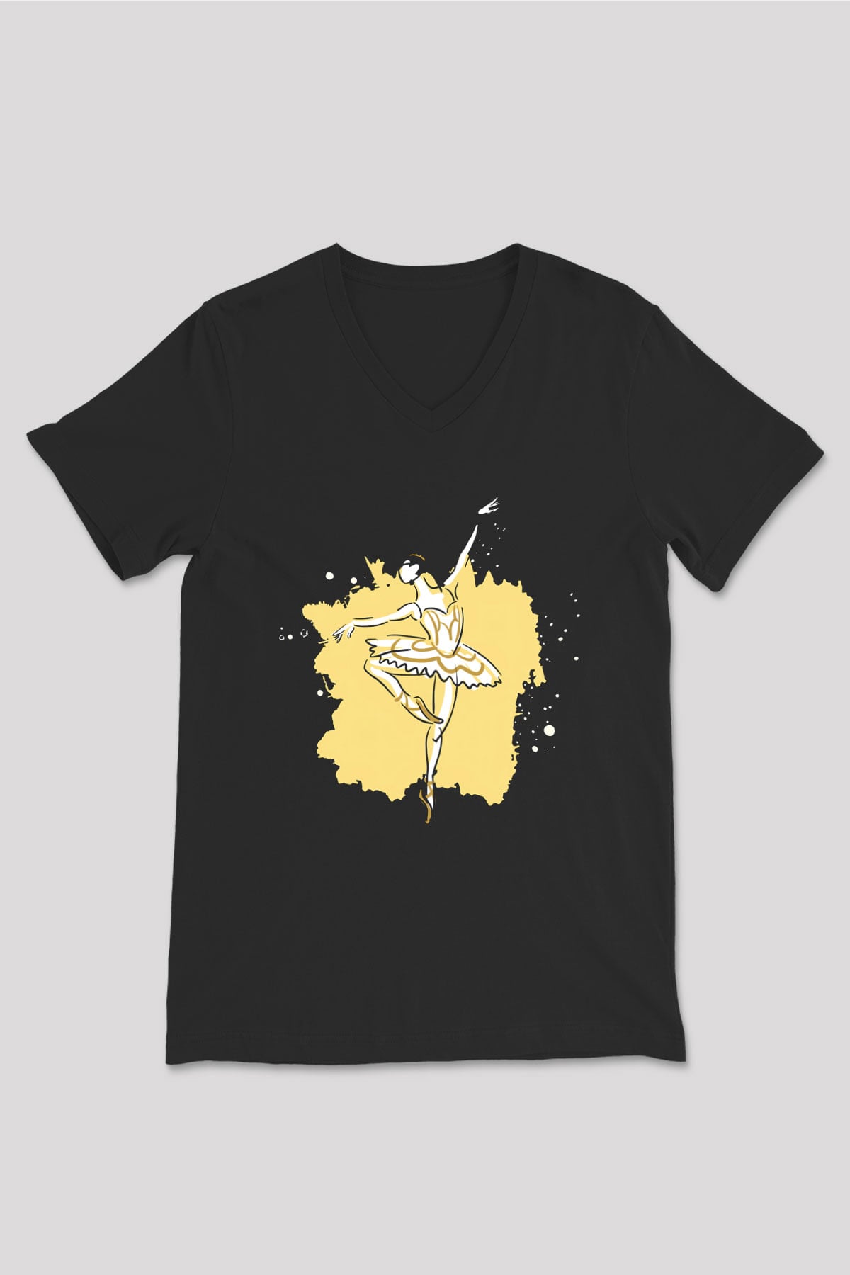 Bale Siyah Unisex V Yaka Tişört T-Shirt