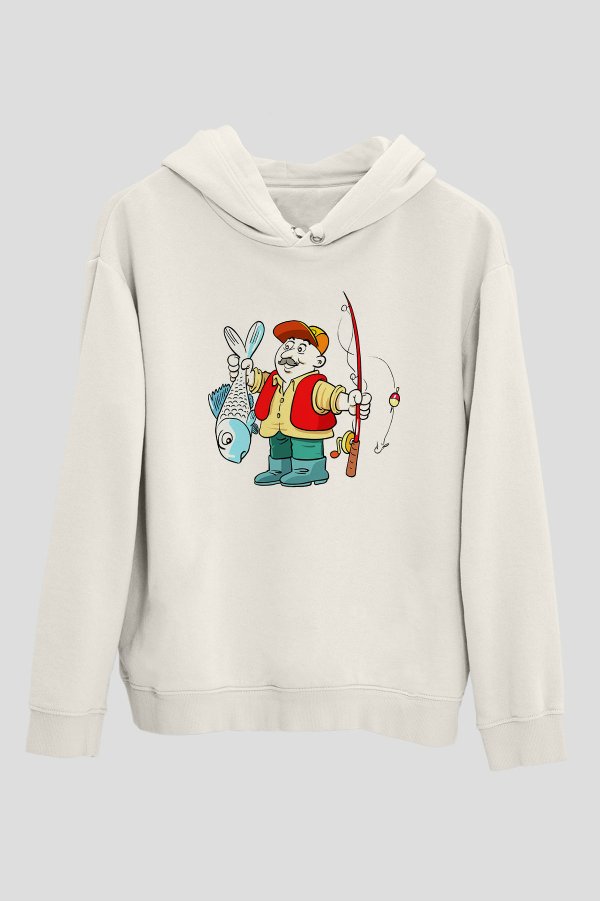 Balıkçı Beyaz Unisex Hoodie