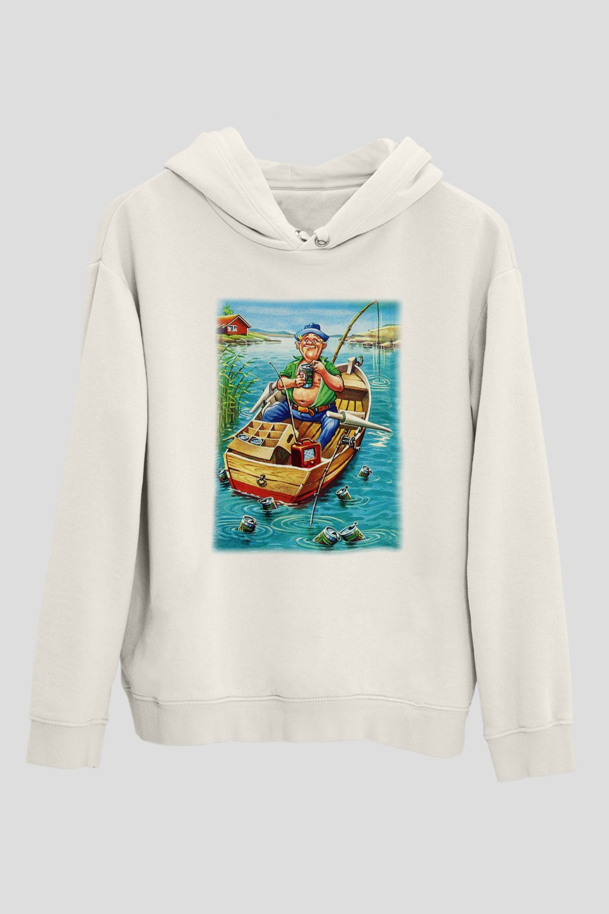 Balıkçı Beyaz Unisex Hoodie