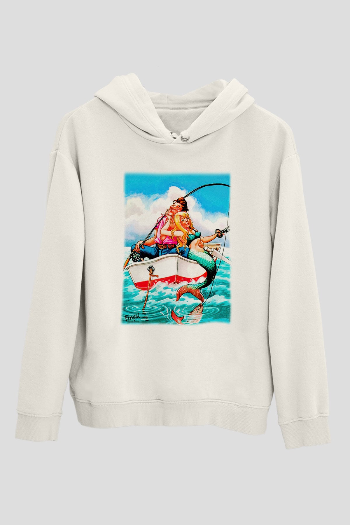 Balıkçı Beyaz Unisex Hoodie