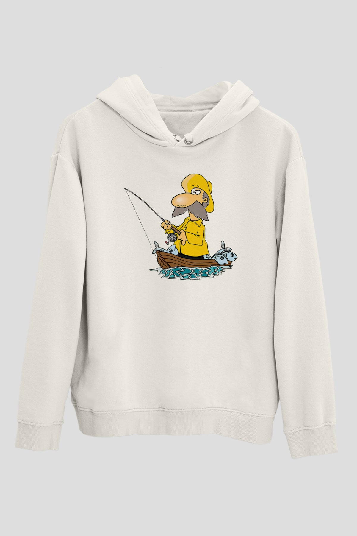 Balıkçı Beyaz Unisex Hoodie