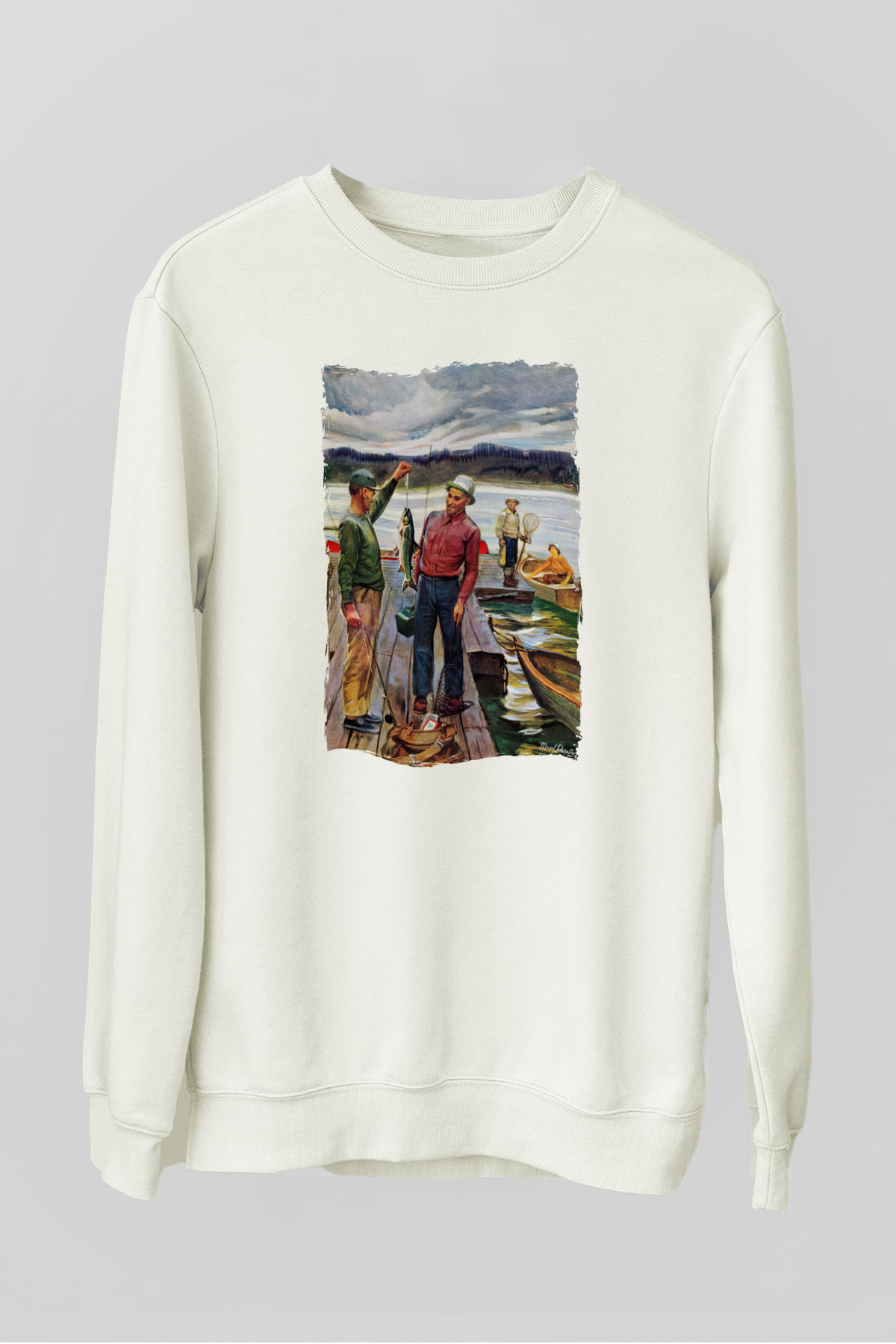 Balıkçı Beyaz Unisex Sweatshirt