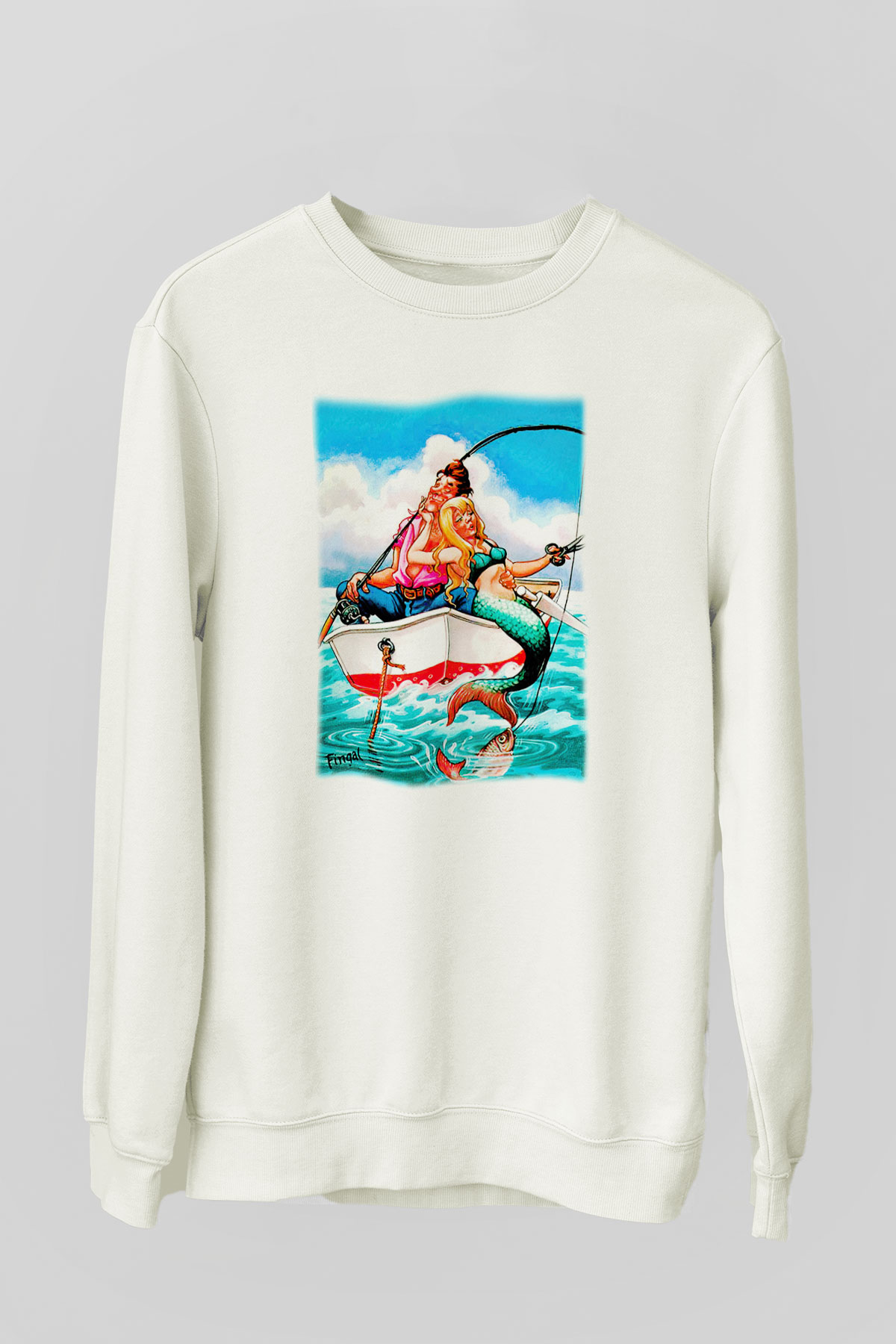 Balıkçı Beyaz Unisex Sweatshirt