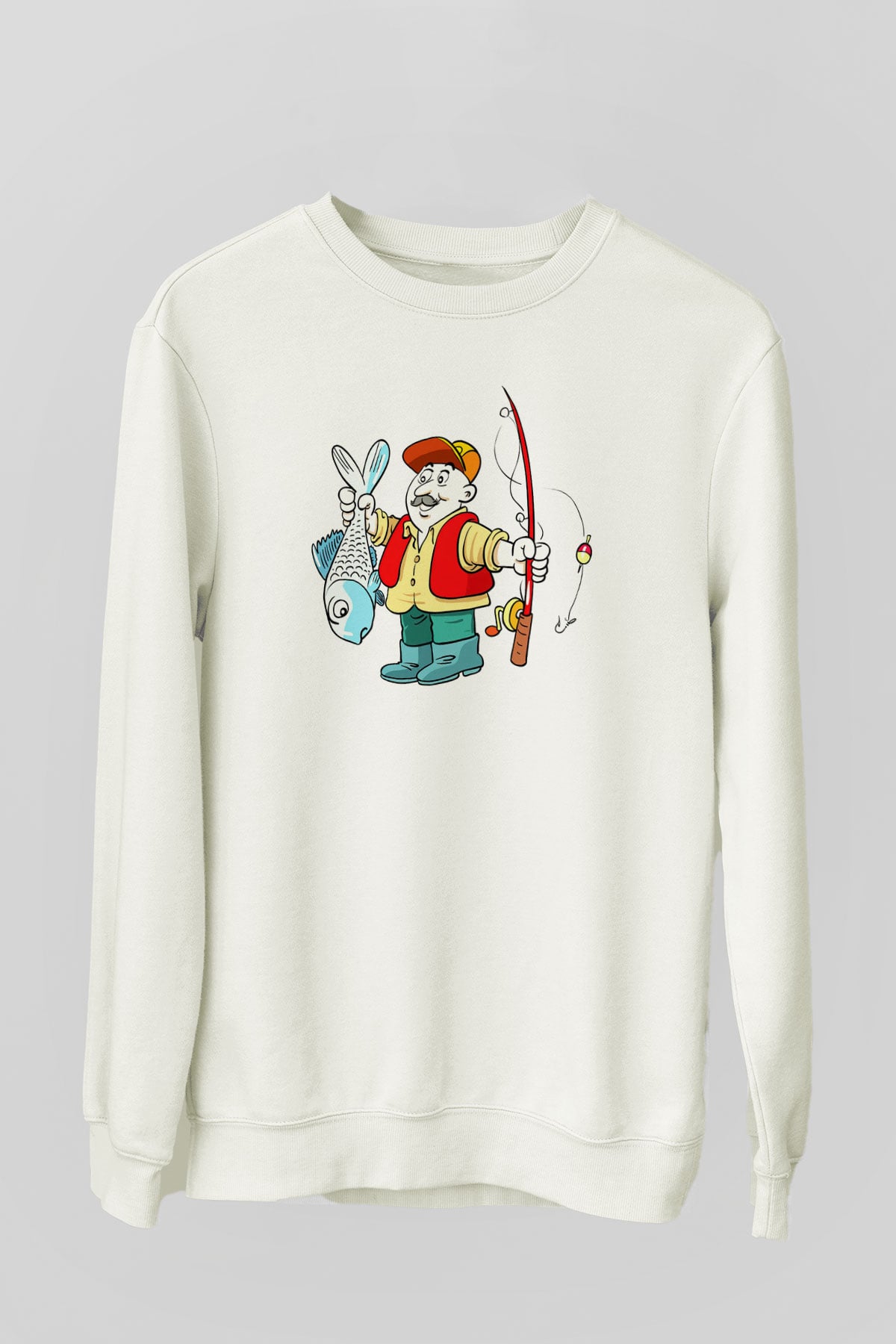 Balıkçı Beyaz Unisex Sweatshirt