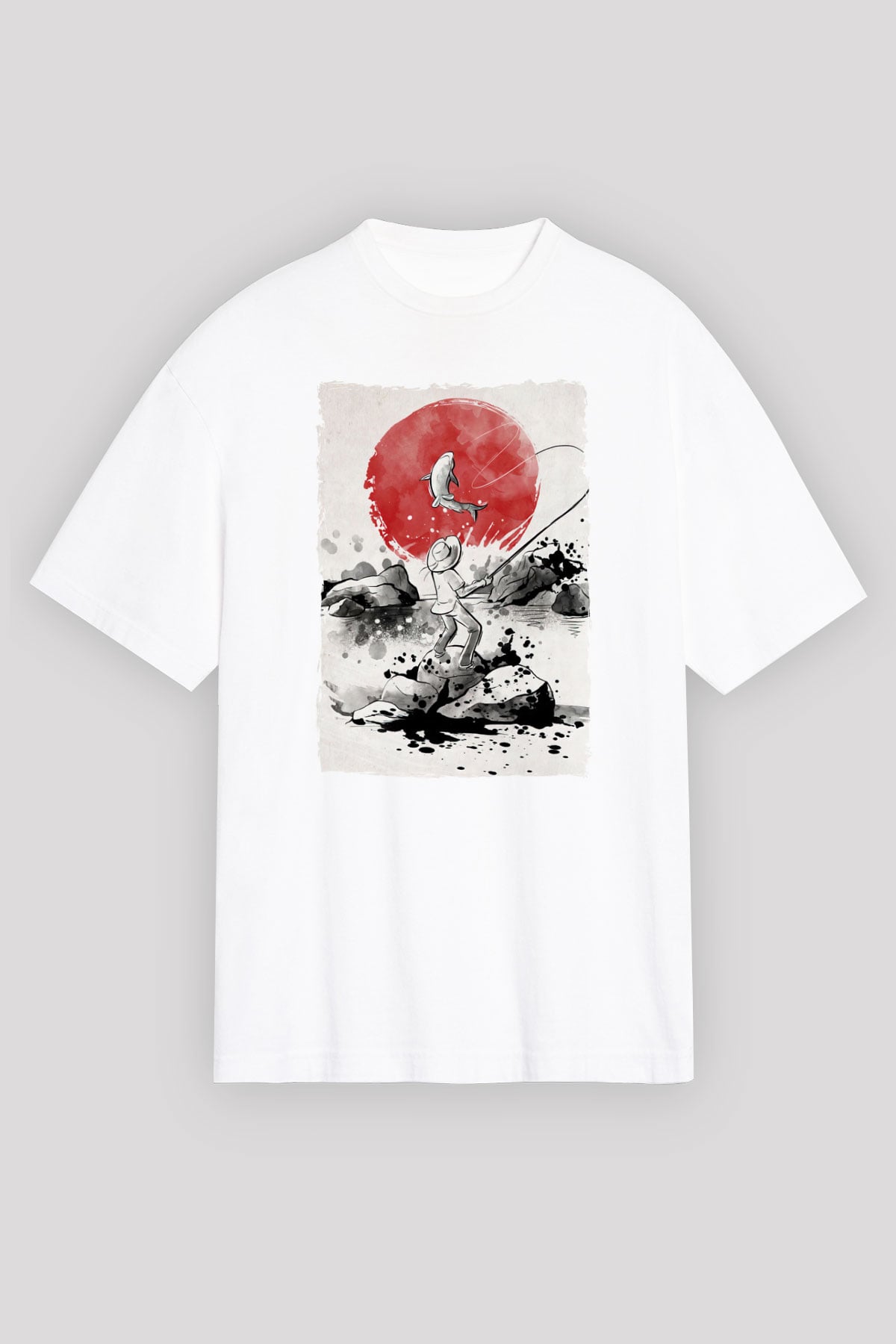 Balıkçı Beyaz Unisex Tişört T-Shirt - TişörtFabrikası