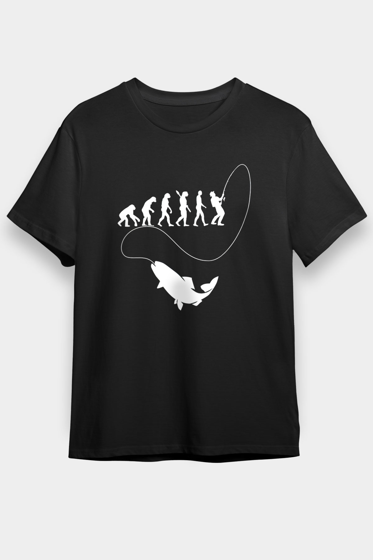 Balıkçı Siyah Unisex Tişört T-Shirt - TişörtFabrikası