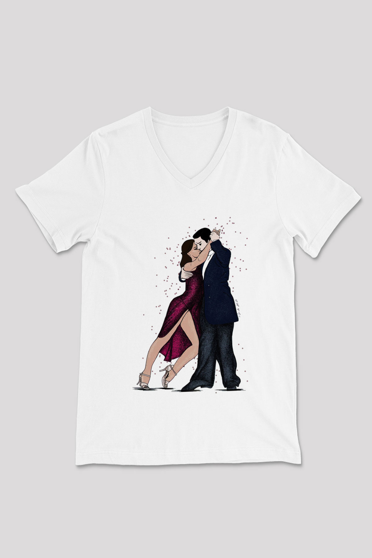 Balo Beyaz Unisex V Yaka Tişört