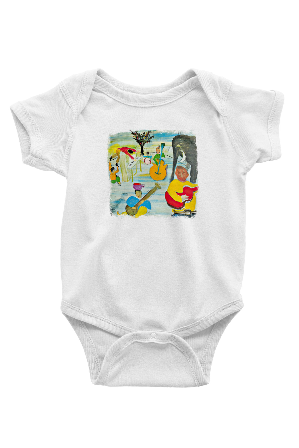 Band Baskılı Unisex Beyaz Bebek Body - Zıbın