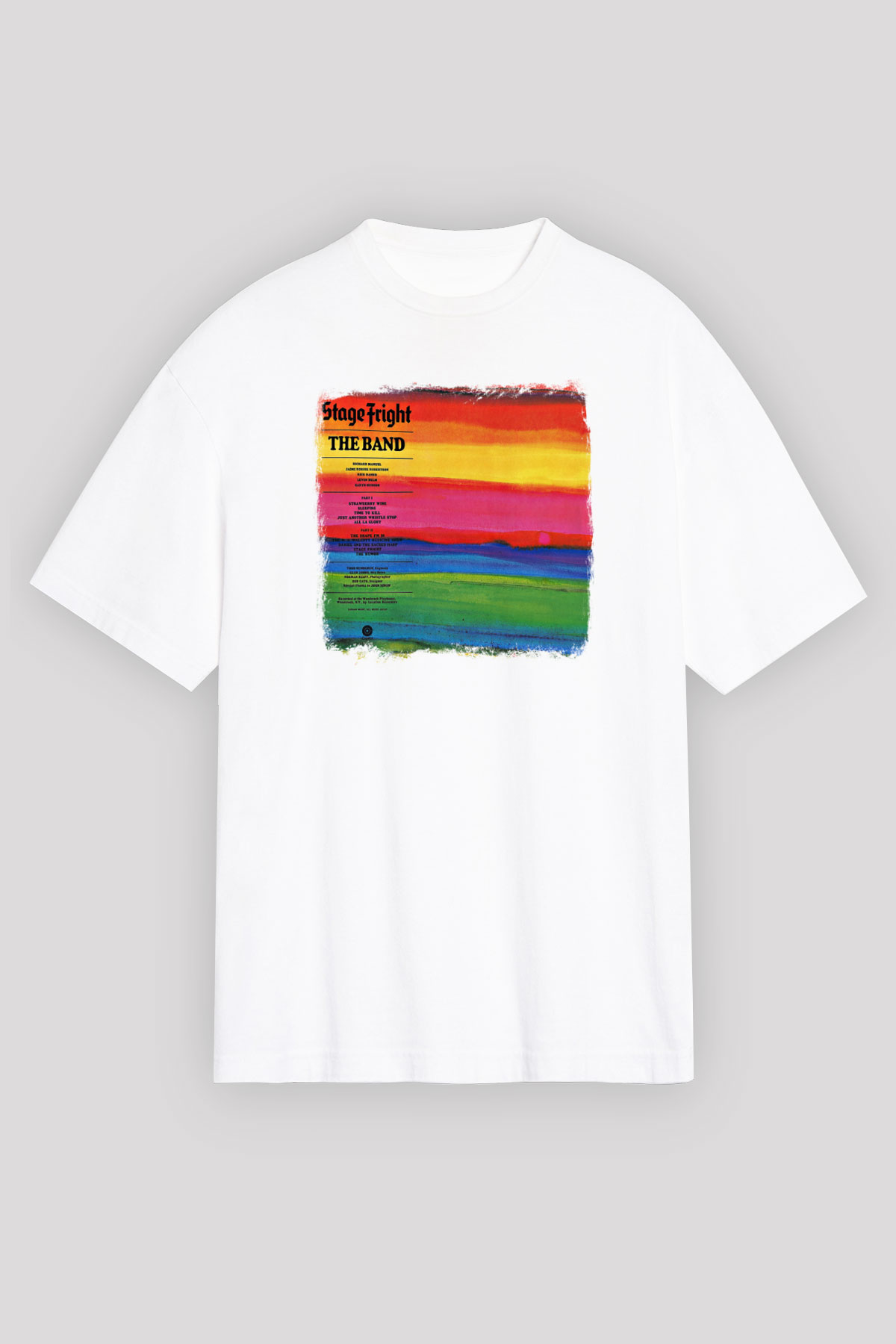 Band Baskılı Unisex Beyaz Oversize Tişört