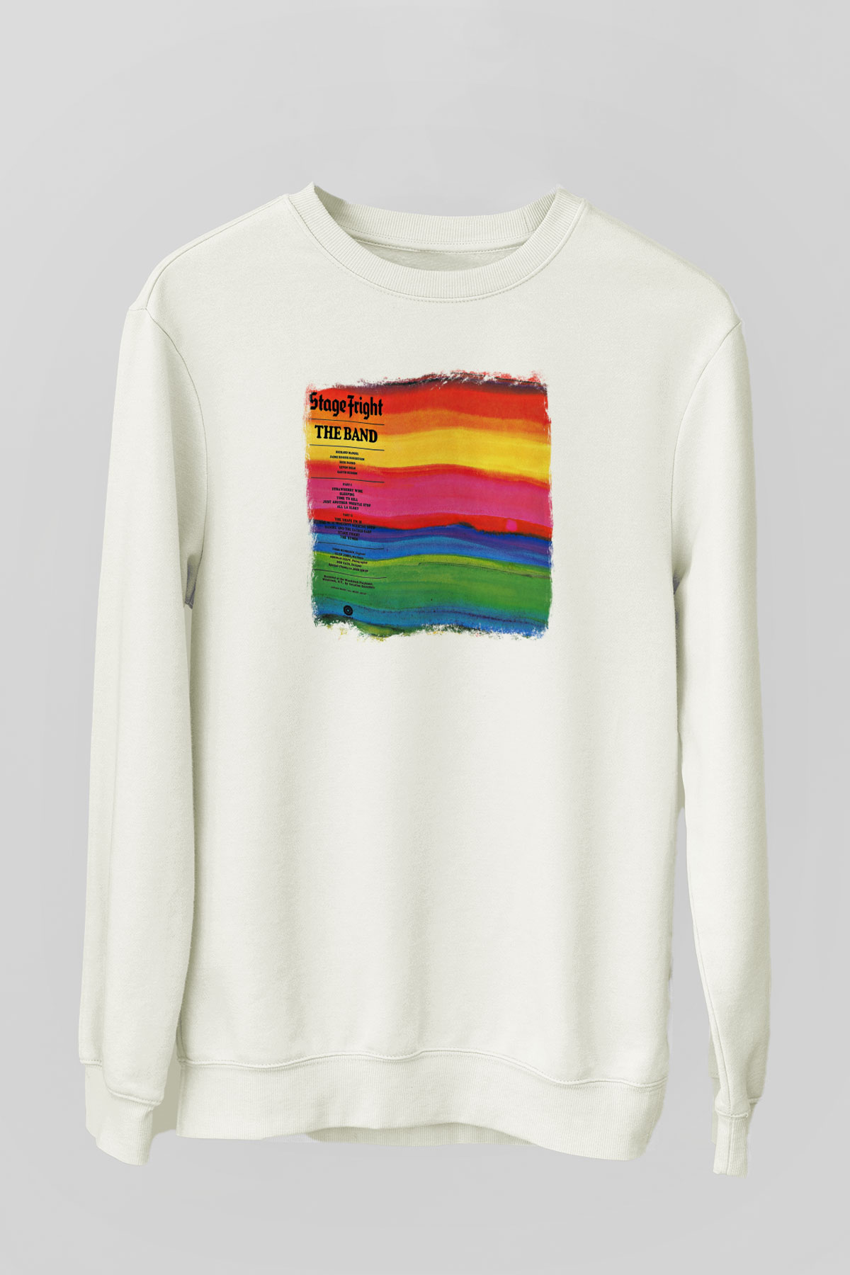 Band Baskılı Unisex Beyaz Sweatshirt
