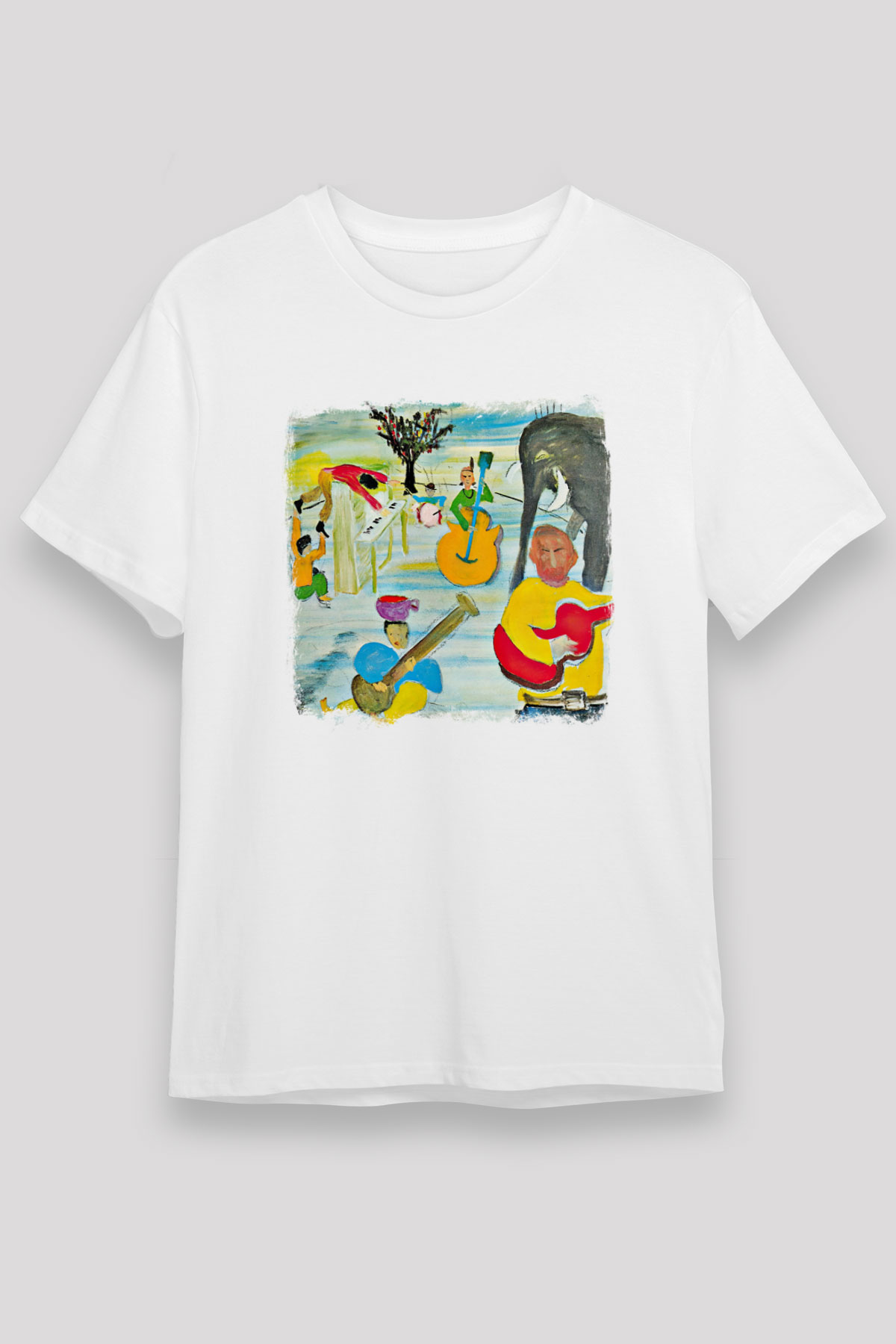 Band Baskılı Unisex Beyaz Tişört