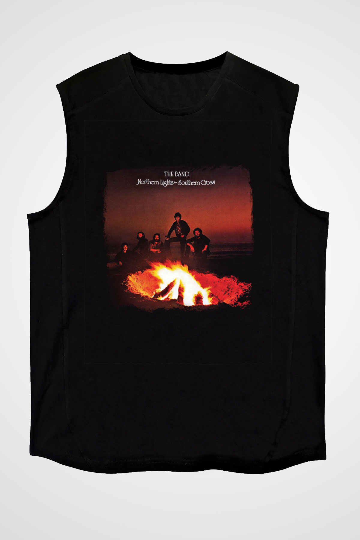 Band Baskılı Unisex Siyah Kolsuz Tişört