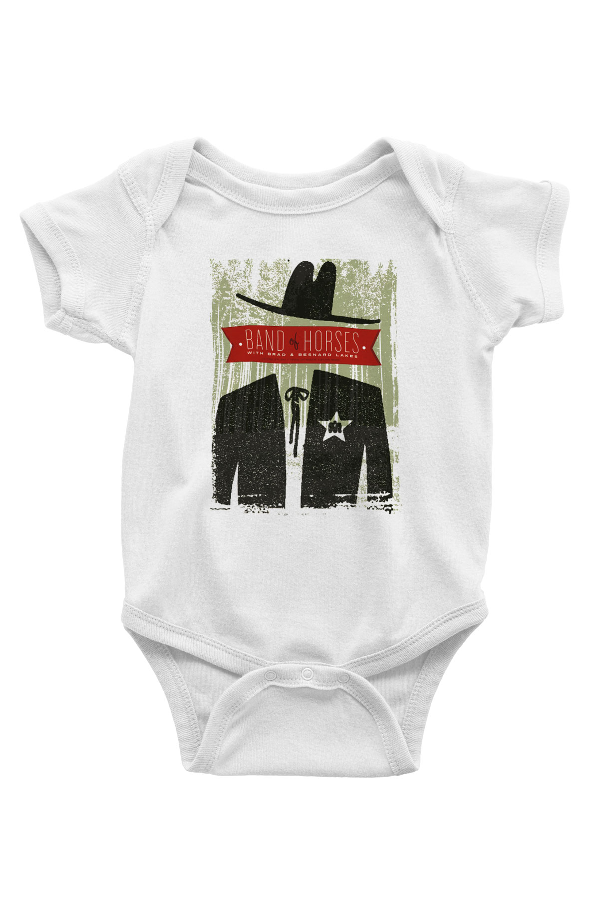 Band of Horses Baskılı Beyaz Unisex Bebek Body - Zıbın
