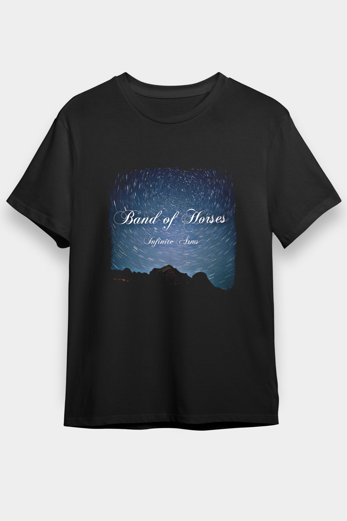 Band of Horses Baskılı Unisex Siyah Tişört