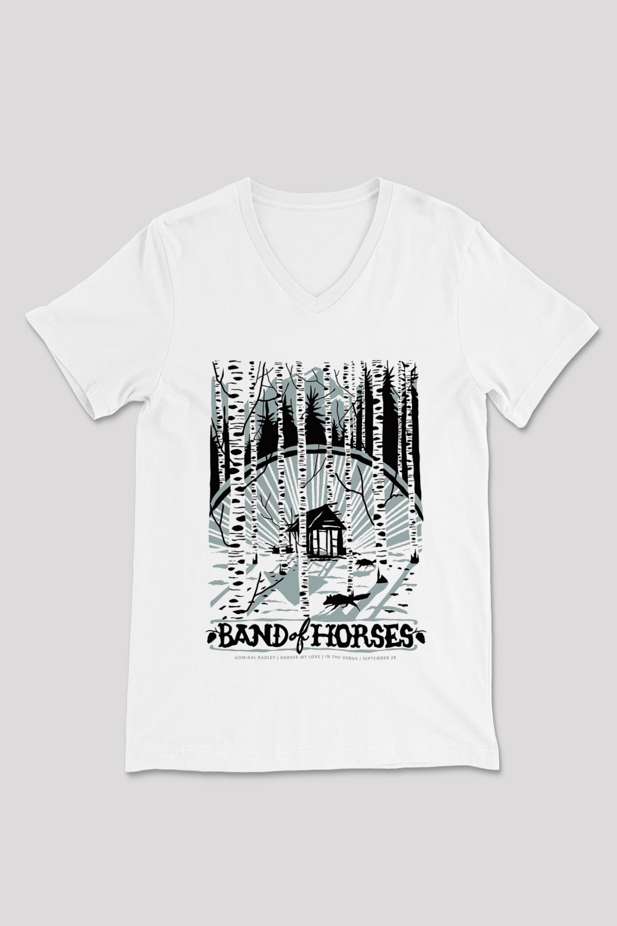 Band of Horses Beyaz Unisex V Yaka Tişört T-Shirt
