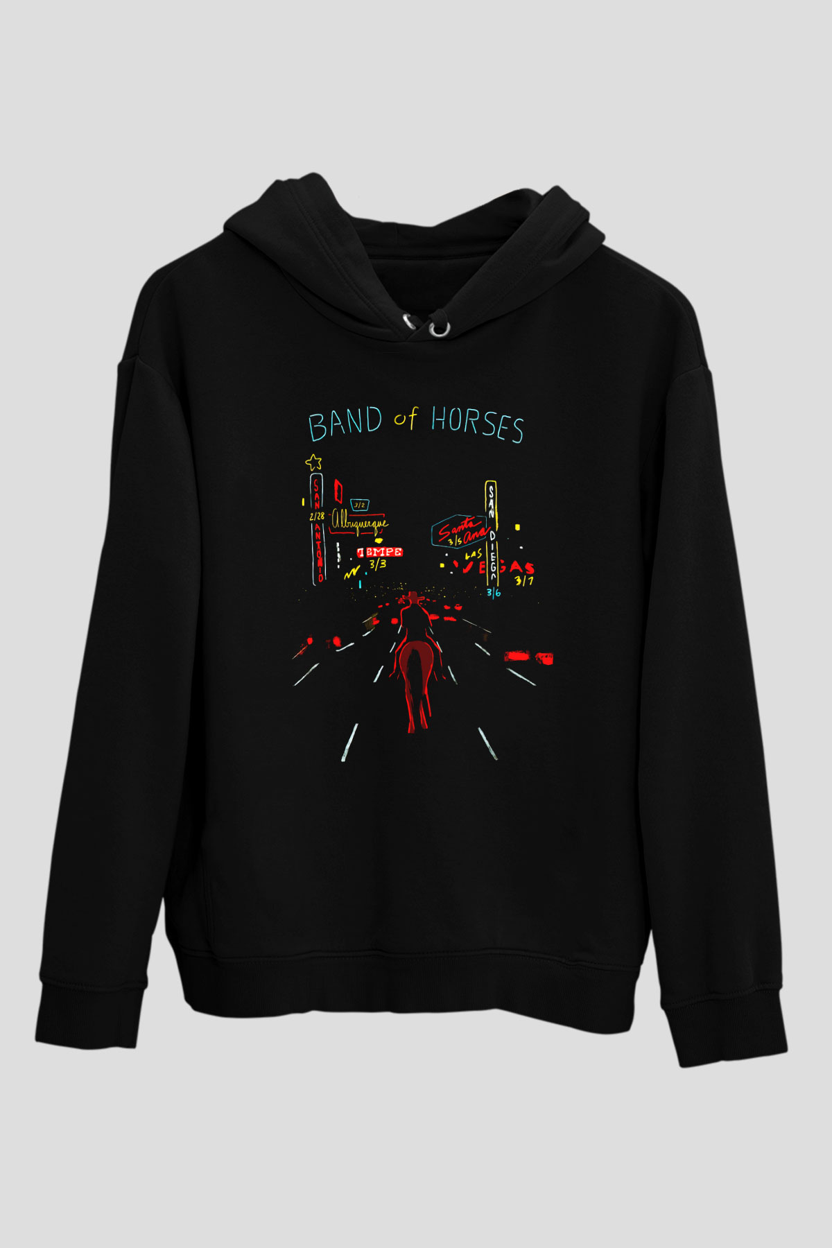Band of Horses Siyah Unisex Kapüşonlu Sweatshirt