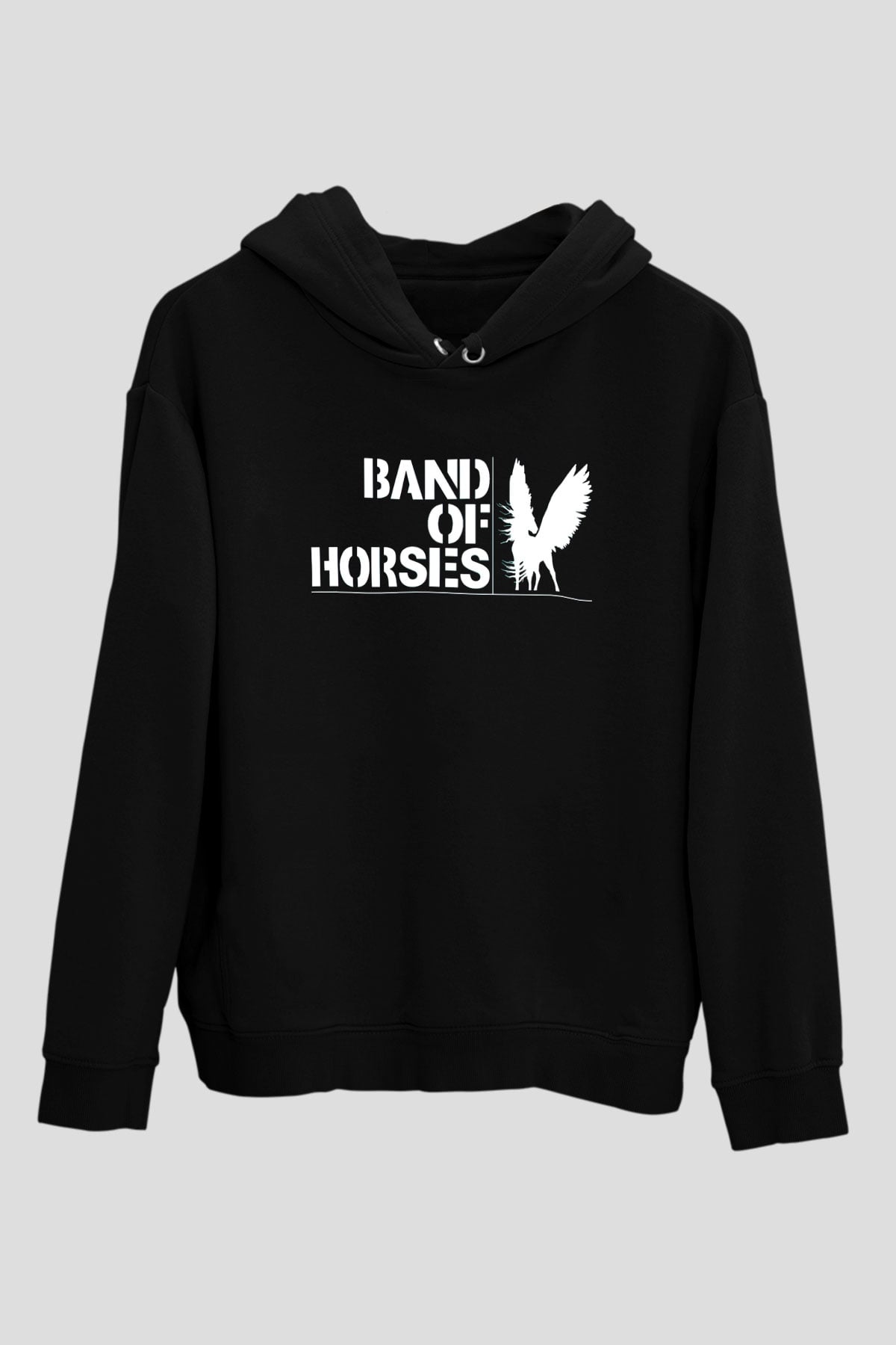 Band of Horses Siyah Unisex Kapüşonlu Sweatshirt
