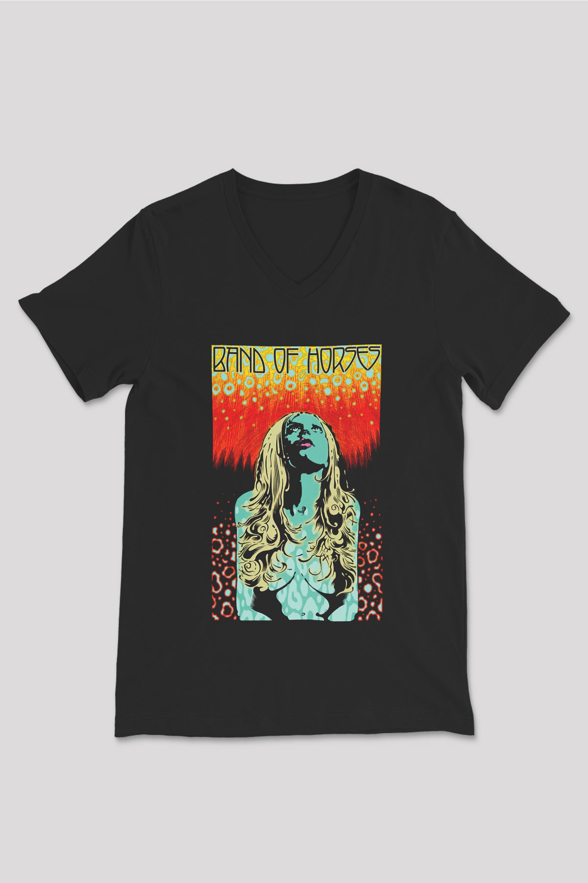 Band of Horses Siyah Unisex V Yaka Tişört T-Shirt