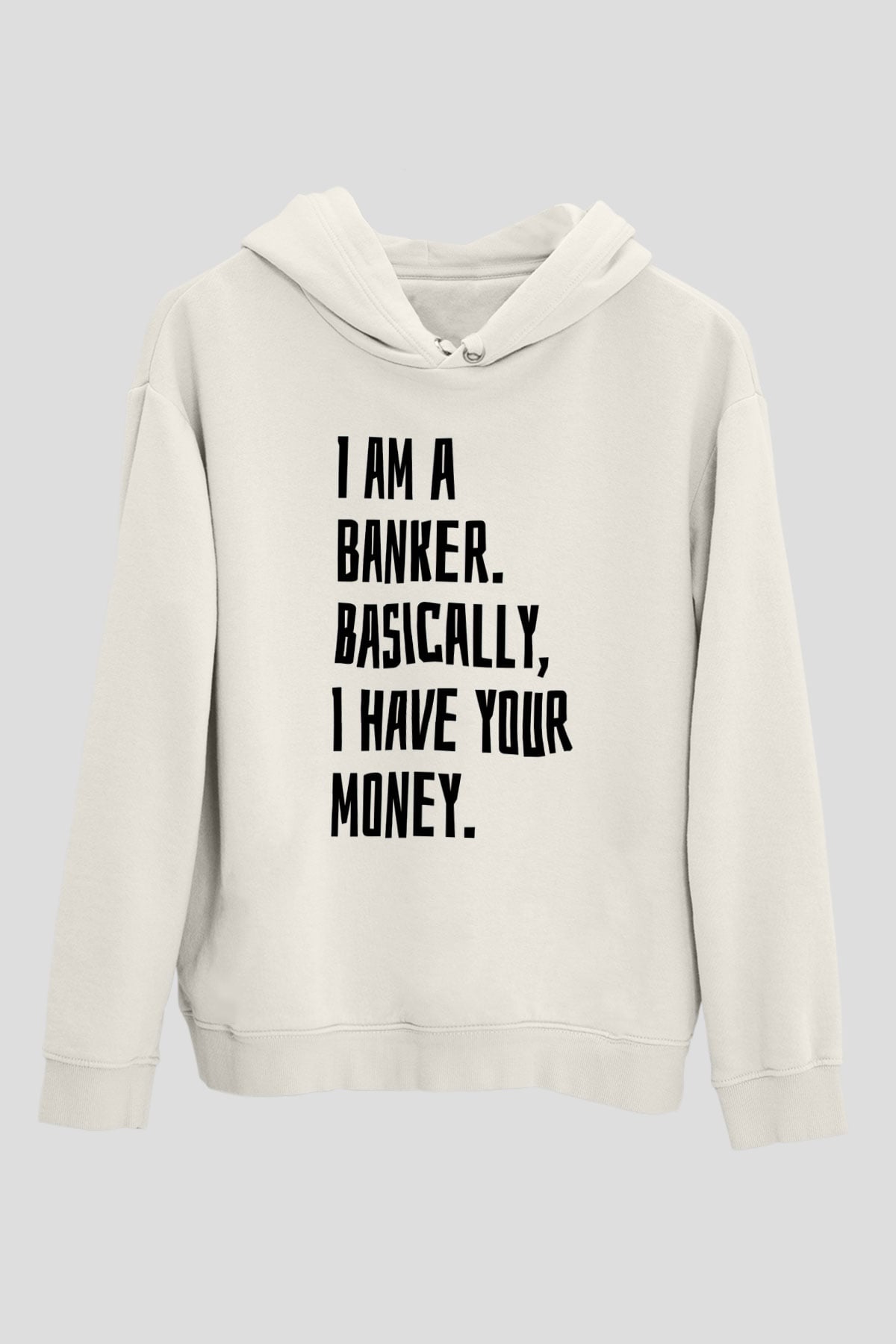 Bankacı Beyaz Unisex Kapüşonlu Sweatshirt